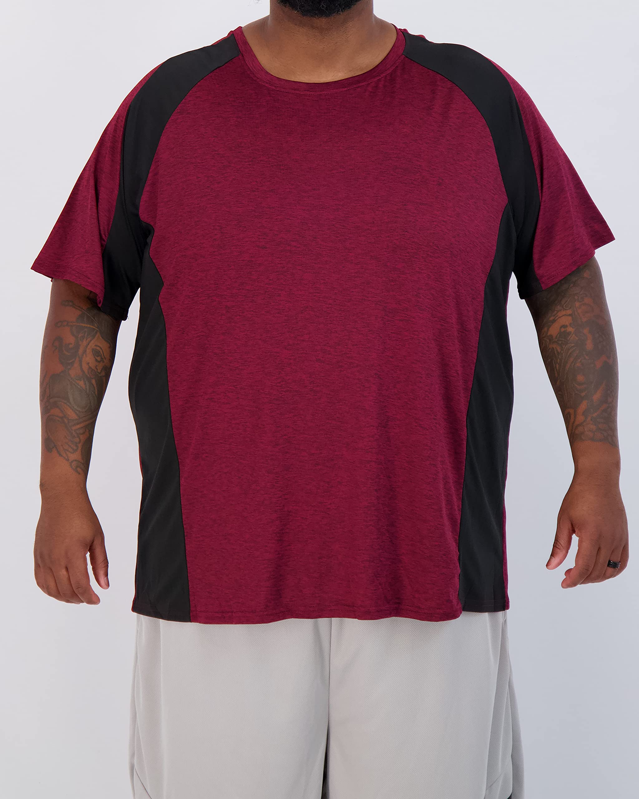 Real Essentials 3 Pack: Men’s Big & Tall Short Sleeve Dry Fit Crew Neck T-Shirt - Gym Workout Athletic Running Tee, Set 6, 4X, Pack of 3