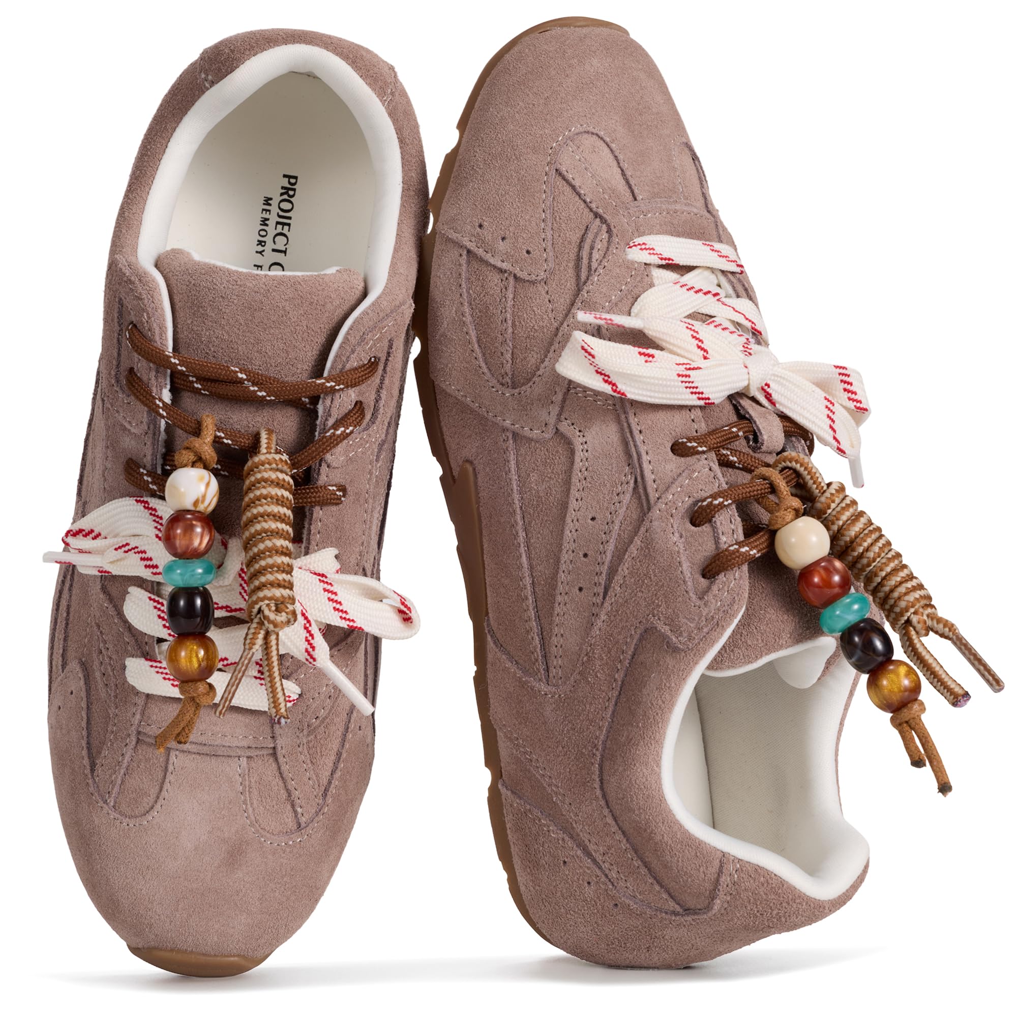Project Cloud Leather Barefoot Shoes Women – Memory Foam Lace-Up Womens Sneakers – Lightweight & Non Slip Womens Shoes Casual – All-Day Women's Fashion Sneakers for 2026 (Roma, TAUPSUEDE,7M)