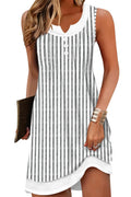 Disamer Sundresses for Women 2026 Beach Vacation Swimsuit Cover Ups Boho Summer Dresses Button Striped Sleeveless Beach Dress,Striped Gray,Medium