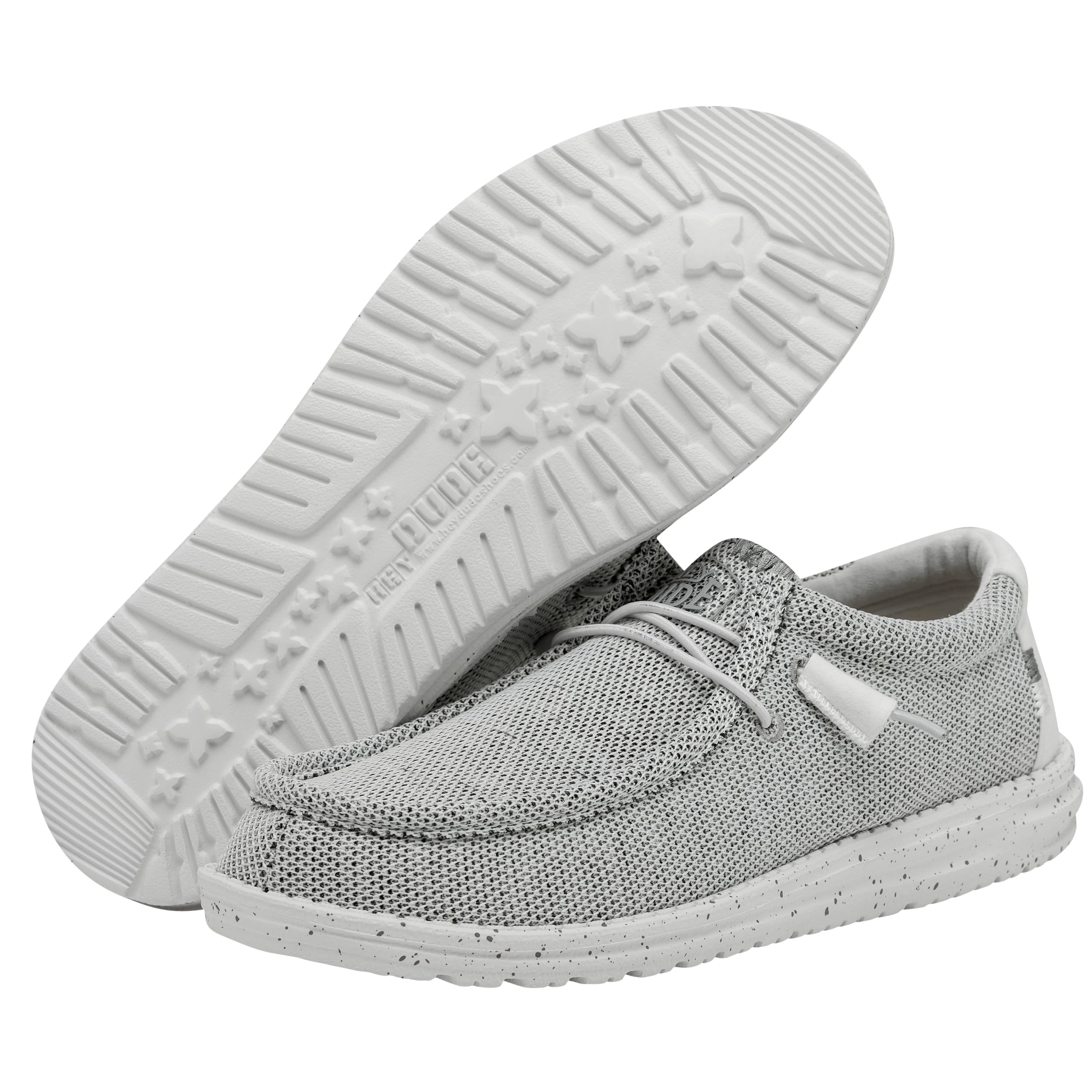 HEYDUDE Men's Wally Sox | Mens Shoes | Men's Lace Up Loafers | Comfortable & Light-Weight Stone White