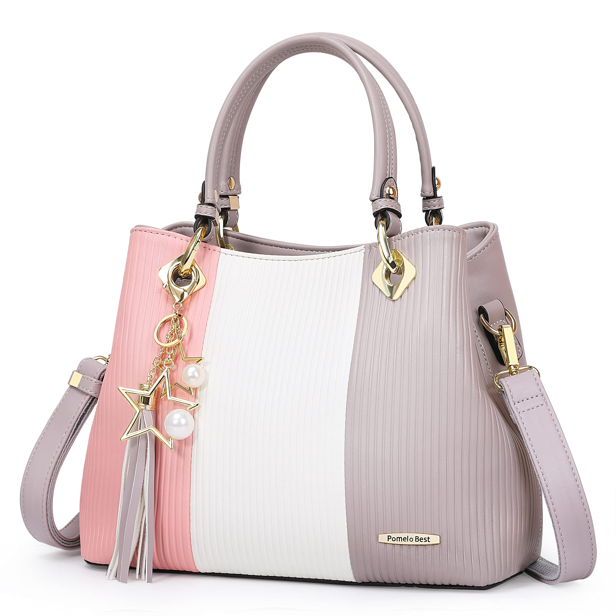 Pomelo Best Leather Purses for Women, Top-Handle & Shoulder Bag with Multiple Pockets, Medium Satchel Handbag Tote for Work, Travel, Daily Use, Wedding
