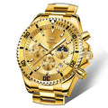 OLEVS Watch Men Gold Watches for Men Big Face Luxury Dress Chronograph Waterproof Stainless Steel Men's Wrist Watches Gold and Silver Analog Quartz Date Men's Watch Relojes para Hombres