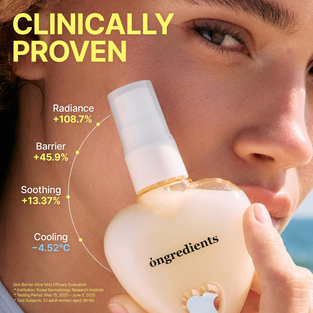ONGREDIENTS Skin Barrier Glow Mist (Heart Edition), Dual-Layer Facial Mist, 98% Pure Glutathione, Multi-Peptide, Centella, Ultra-Fine Spray, Dry and Sensitive Skin, Korean Skin Care 1.69 fl. oz.