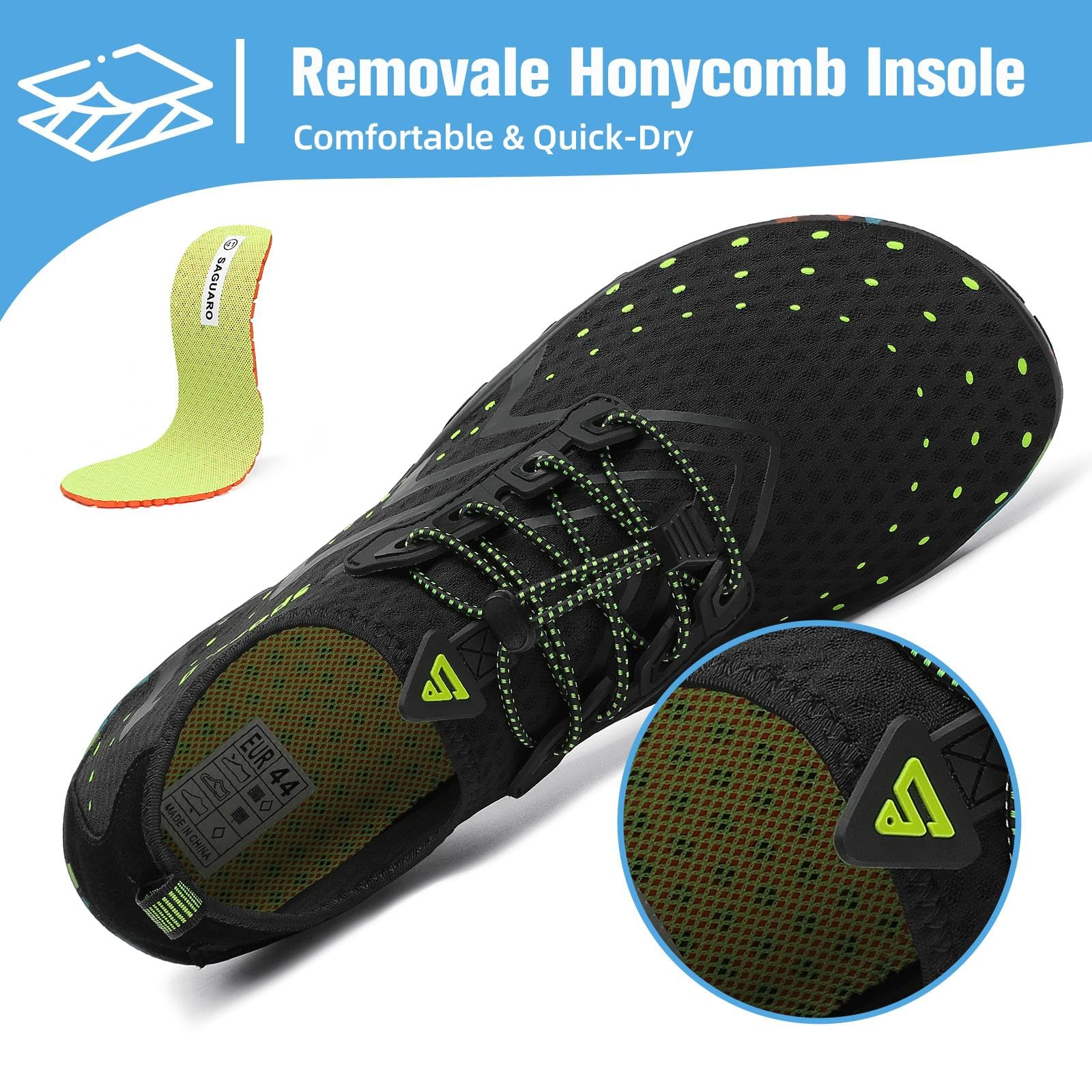 Mishansha Water Shoes for Women Men, Quick-Dry Barefoot Swim Shoes with Drainage Holes, Lightweight Aqua Shoe for Beach Pool River Boating Yoga Walking 7 Women/6 Men Carbon Black