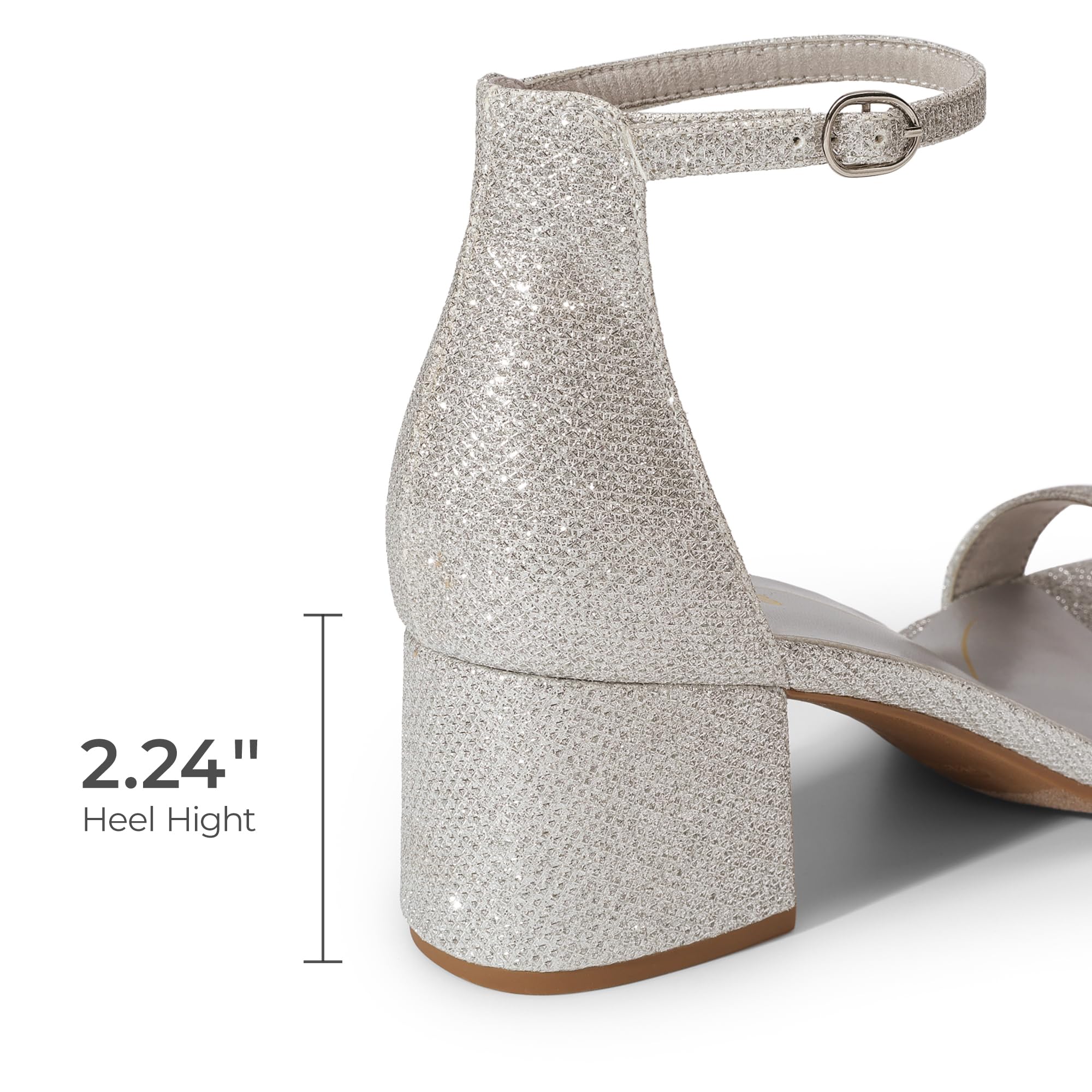 DREAM PAIRS Womens Low-Chunk Low Heel Pump Sandal,Size 8.5,Silver/Glitter,LOW-CHUNK