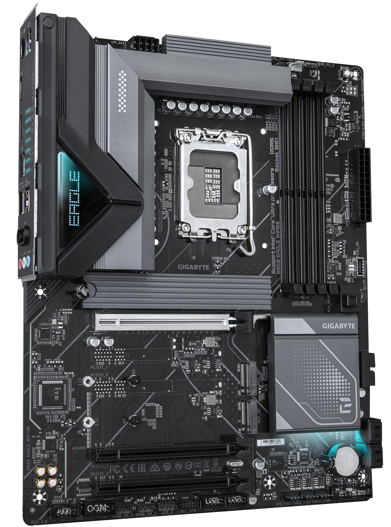 GIGABYTE B860 Eagle WIFI6E Intel Core Ultra (Series 2) LGA 1851 Motherboard, ATX, DDR5, 3X M.2, PCIe 5.0, USB-C, WIFI6E, 2.5GbE LAN, EZ-Latch