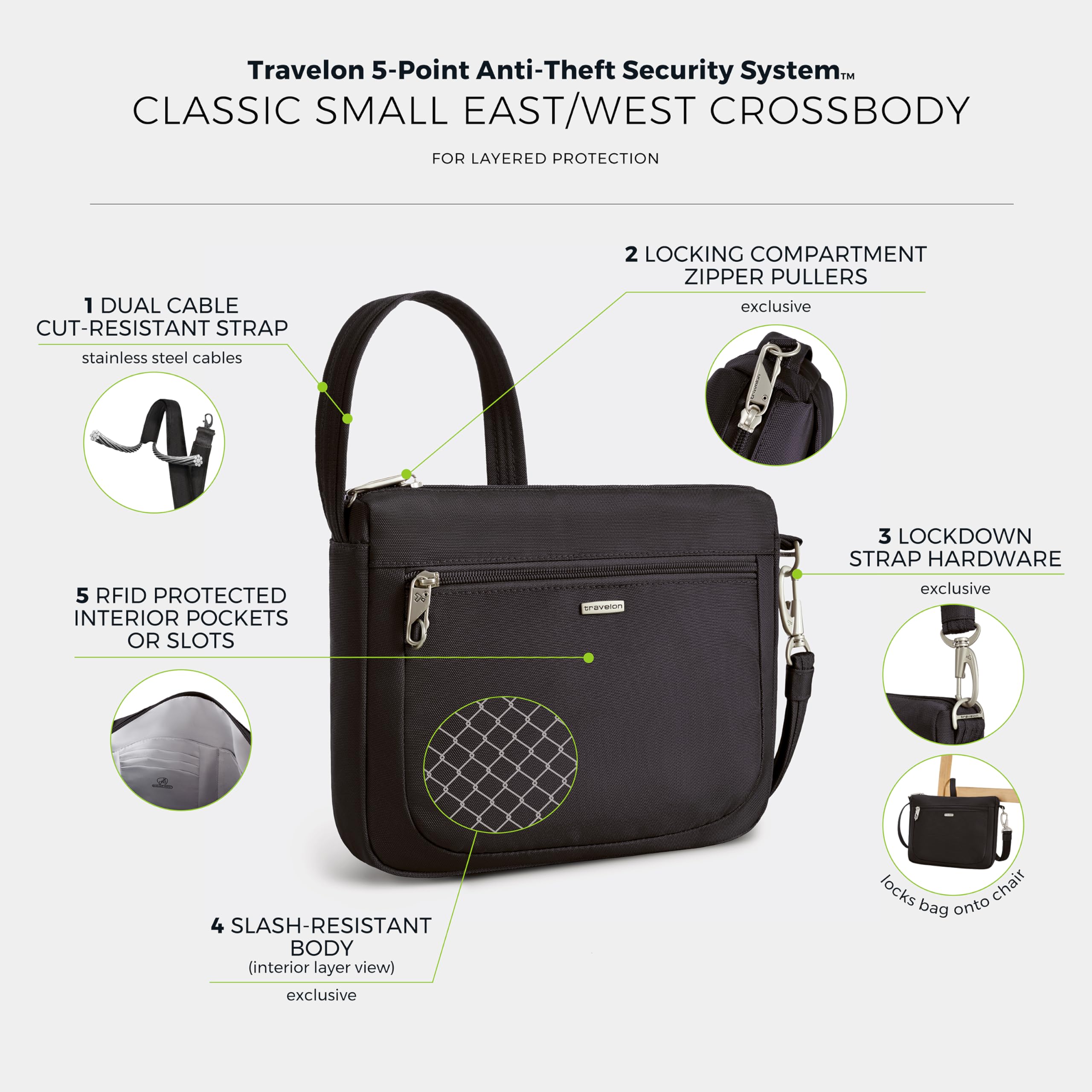 Travelon Anti-Theft Classic Small East/West Crossbody