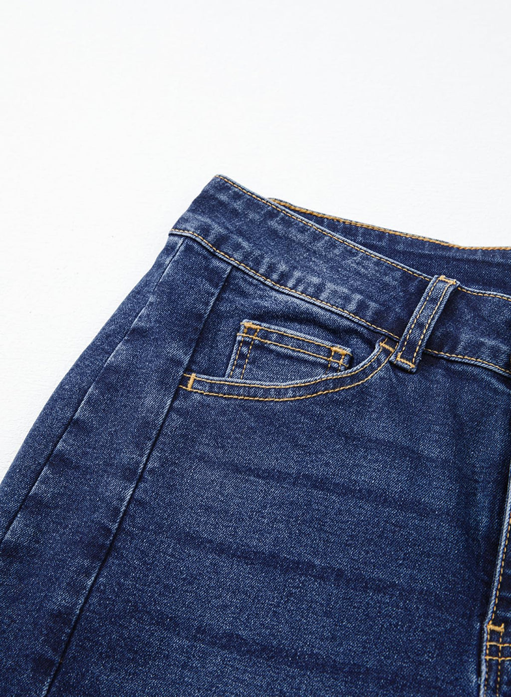 Sidefeel Women's High Waisted Jeans Stretchy Straight Leg Raw Hem Capri Pants Size 8 Dark Blue