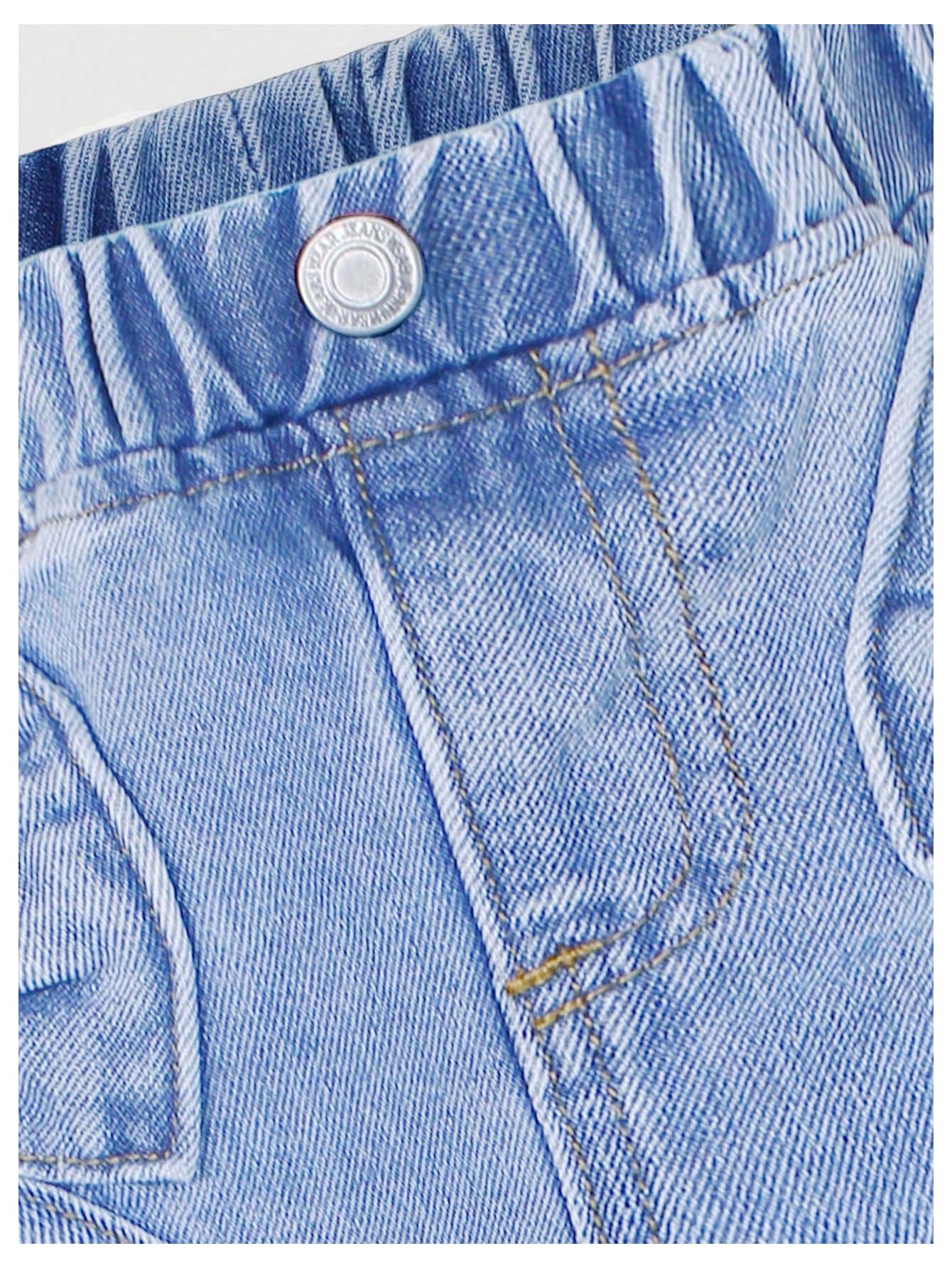 WDIRARA Toddler Girl's Bow Wide Leg Jeans Elastic High Waisted Denim Pants Light Wash 5Y