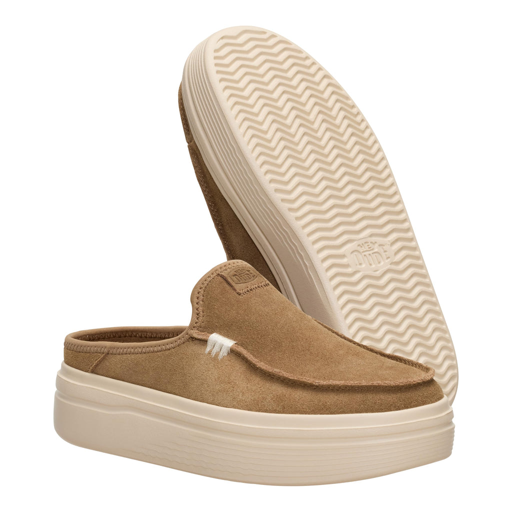 HEYDUDE Women's Austin Lift Platform Mule Light Brown Size 8 | Casual Slip-On Shoes | Lightweight, Comfortable, Stylish Everyday Footwear