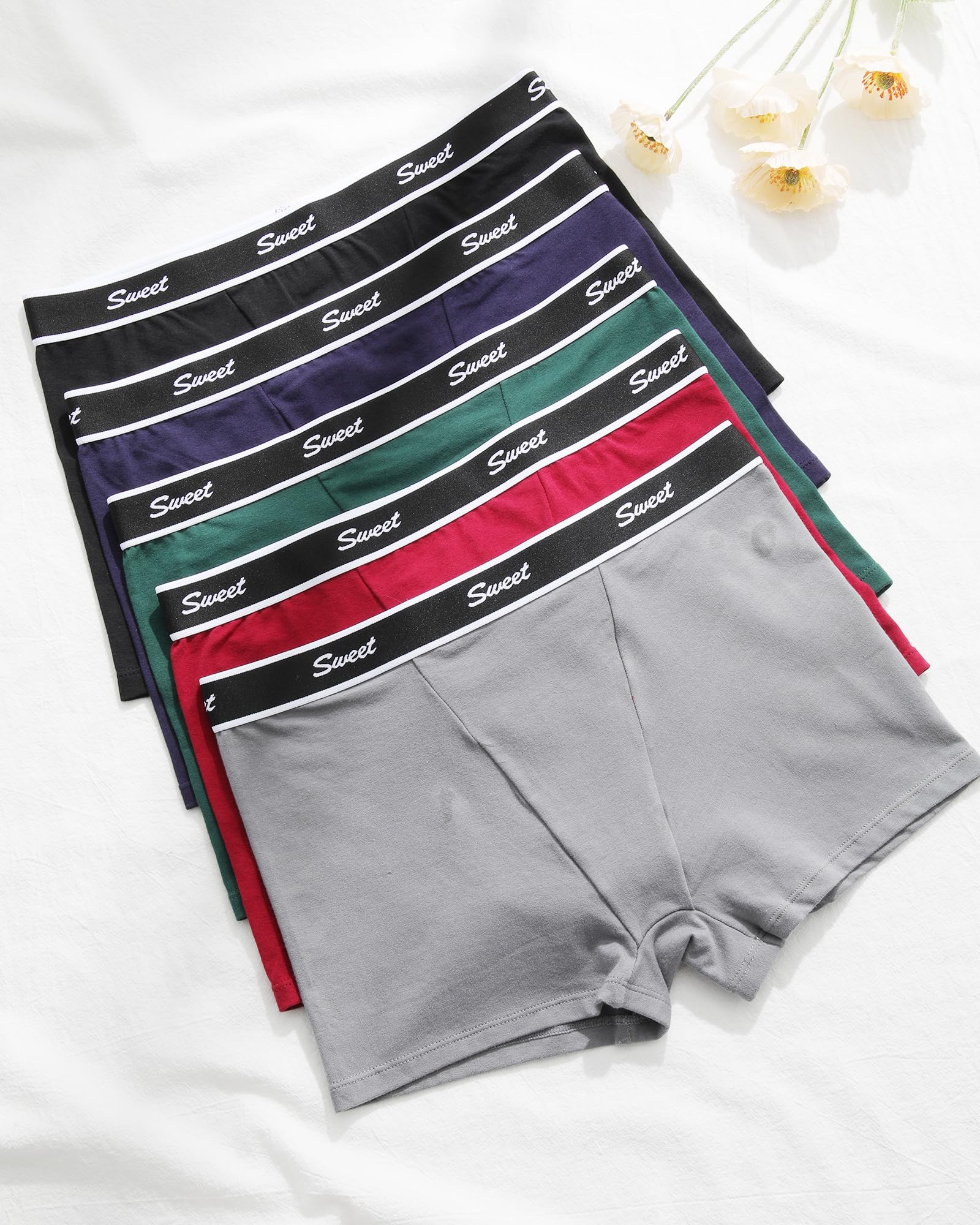 LEVAO Cotton Boy Shorts Underwear for Women High-waisted Full Coverage Boxer Briefs Panties 5 Pack S-XXL