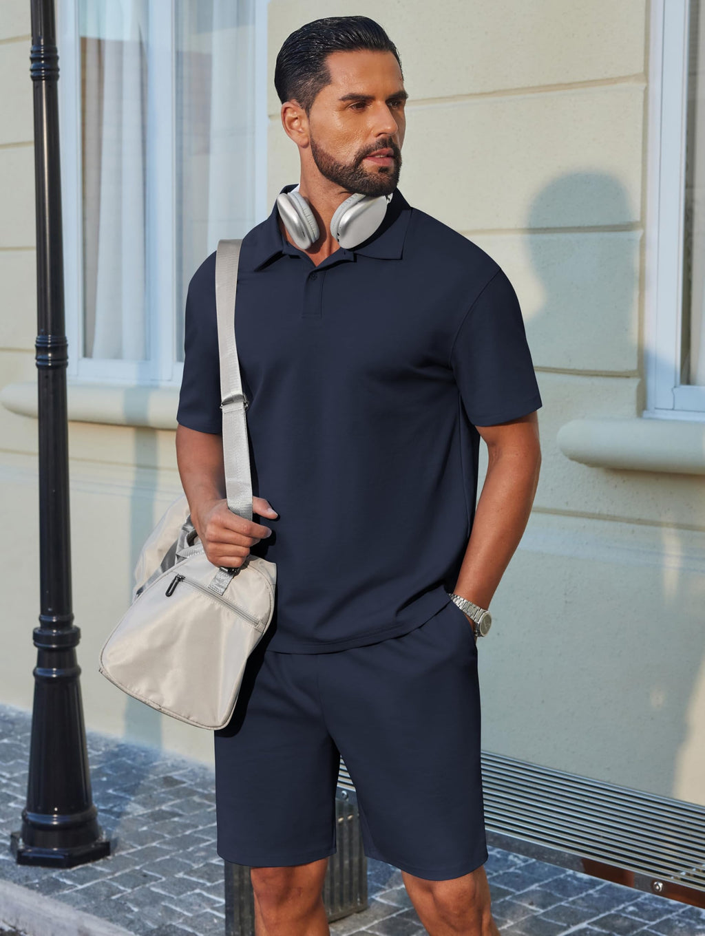 COOFANDY Men's Summer Outfits Short Sleeve Tracksuit T Shirt & Shorts Sets 2 Pockets Oversize Two Piece for Casual Daily