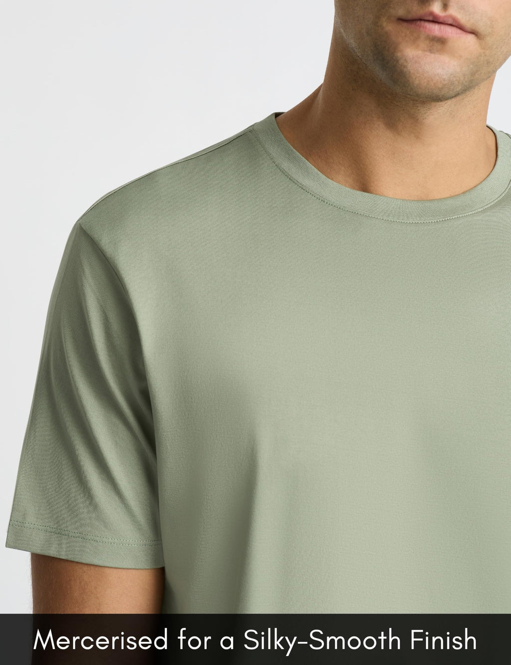 Presics Men’s Supima® Mercerised Cotton T-Shirt - Sage Green - Large – USA-Grown Cotton, Luxury Finish, Crew Neck, Short Sleeve, Structured Fit