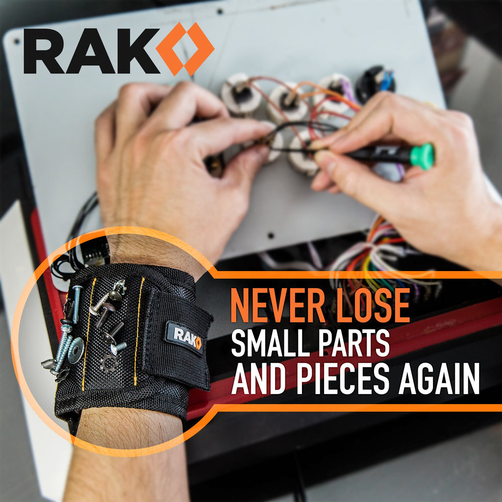 RAK Magnetic Wristband for Tools - Premium Tool Belt for Holding Screws, Bolts with Powerful Magnets, Birthday Gifts for Men, Cool Gadgets Stuff Gifts for Dad, Husband, Grandpa, Handyman, Him
