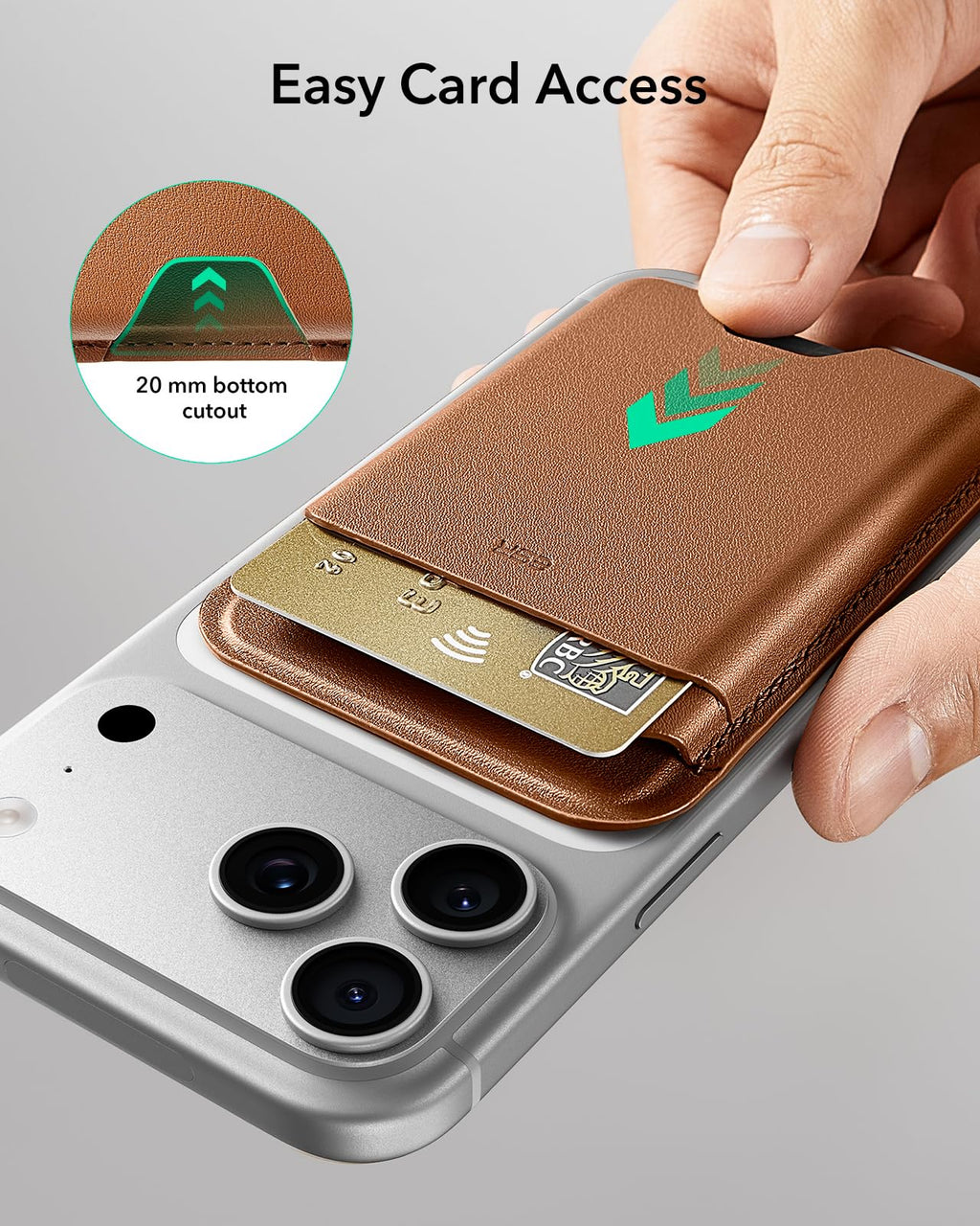 ESR for MagSafe Wallet, 5-Card Holder With RFID Blocking, MagSafe Sticker Included, Slim Magnetic Wallet for iPhone 17/16/15/14/13/12 Series and Selected Samsung Devices, Not for 13/12 Mini, Brown