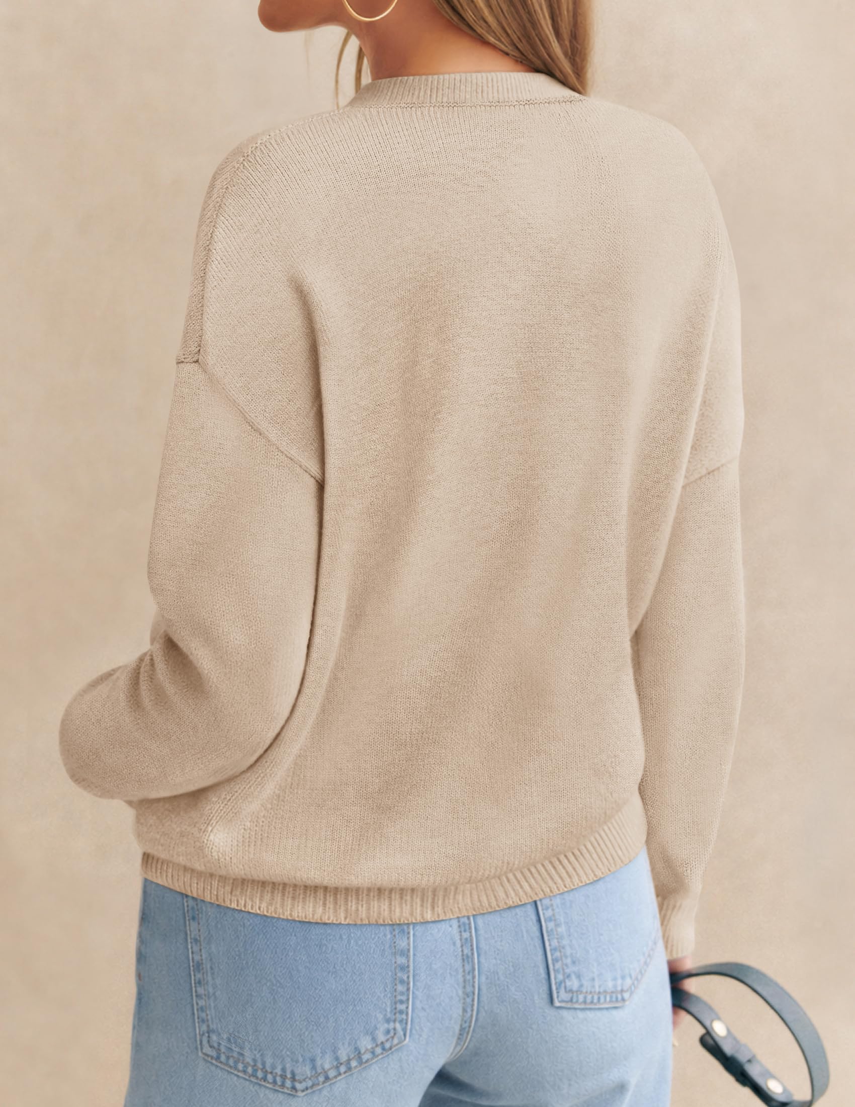 ZESICA Women's Fall Winter Sweaters Long Sleeve V Neck Loose Pullover Tops