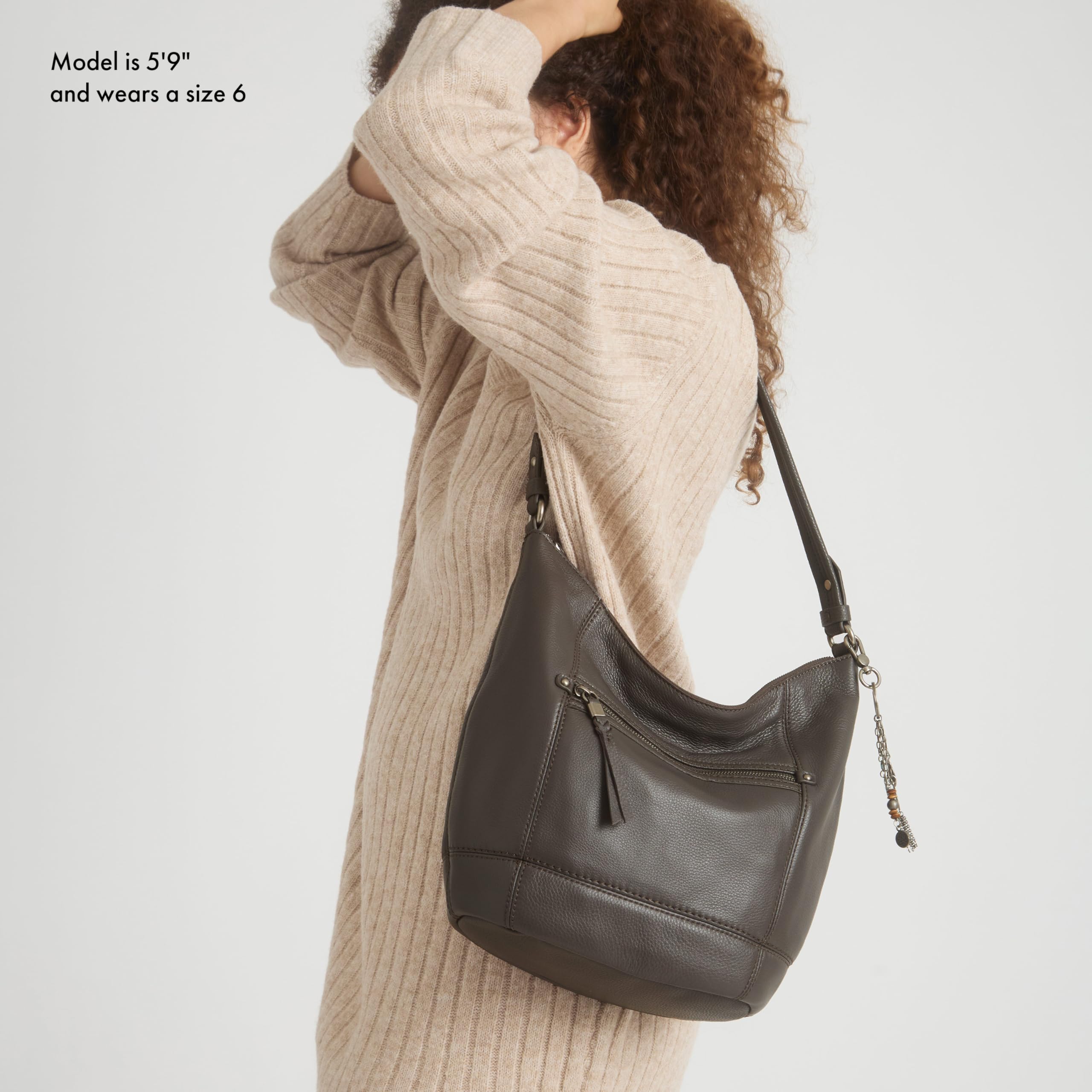 The Sak Sequoia Large Hobo Bag - Premium Leather Women's Handbag for Everyday & Travel - Designer Purse With Shoulder Bag Strap, Zipper Closure and Pockets - Stone