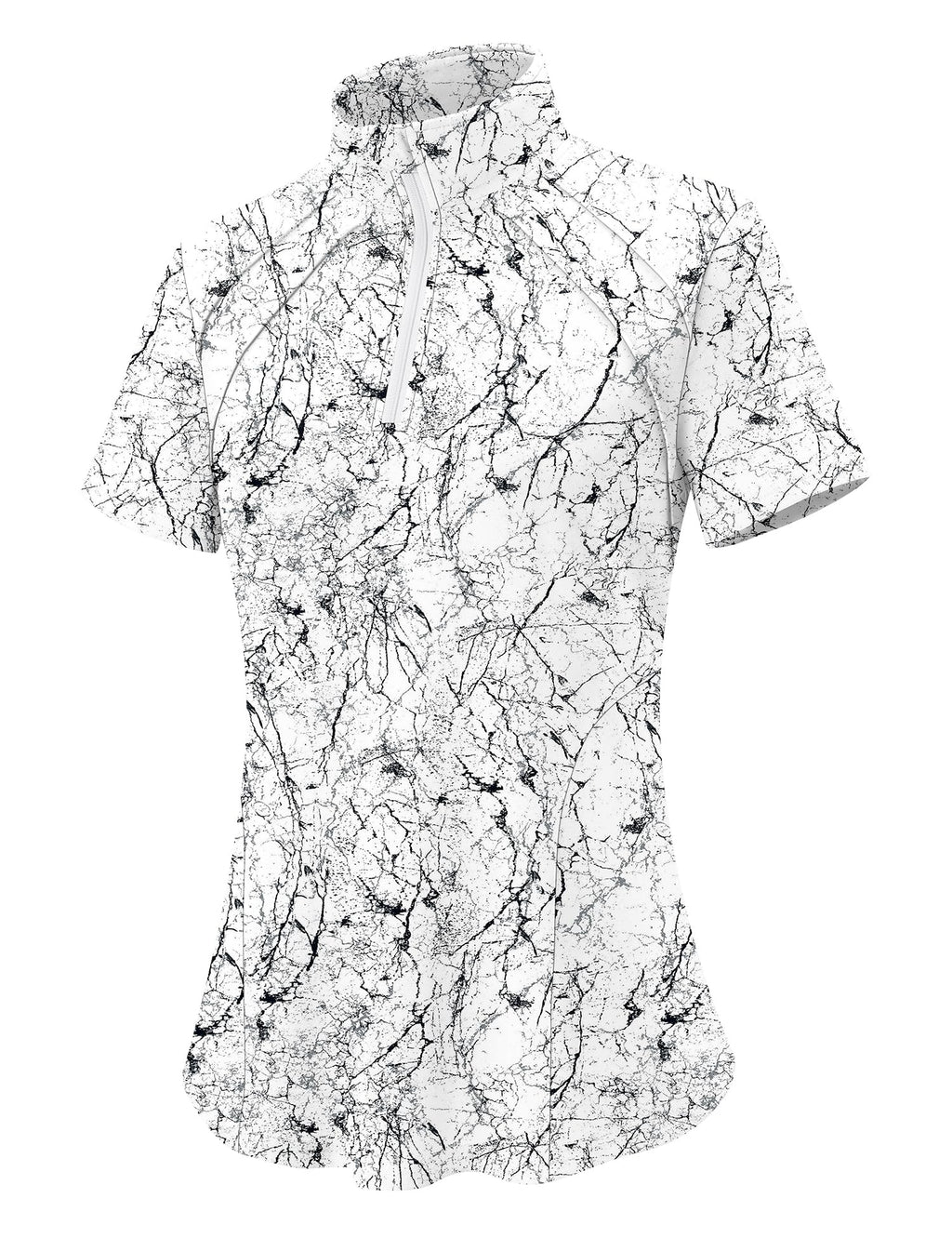 LOMON Polo Shirt for Women Summer Golf Quarter Zip Outfit Black Floral,XL