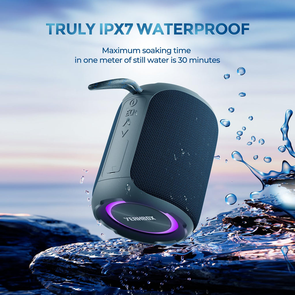 YEAHBOX Portable Bluetooth Speaker, Bluetooth 5.3 40W Wireless Stereo with Deep Bass, RGB Lights, IPX7 Waterproof, Long-Lasting Battery, TWS Pairing for Outdoor, Party, Shower & Home