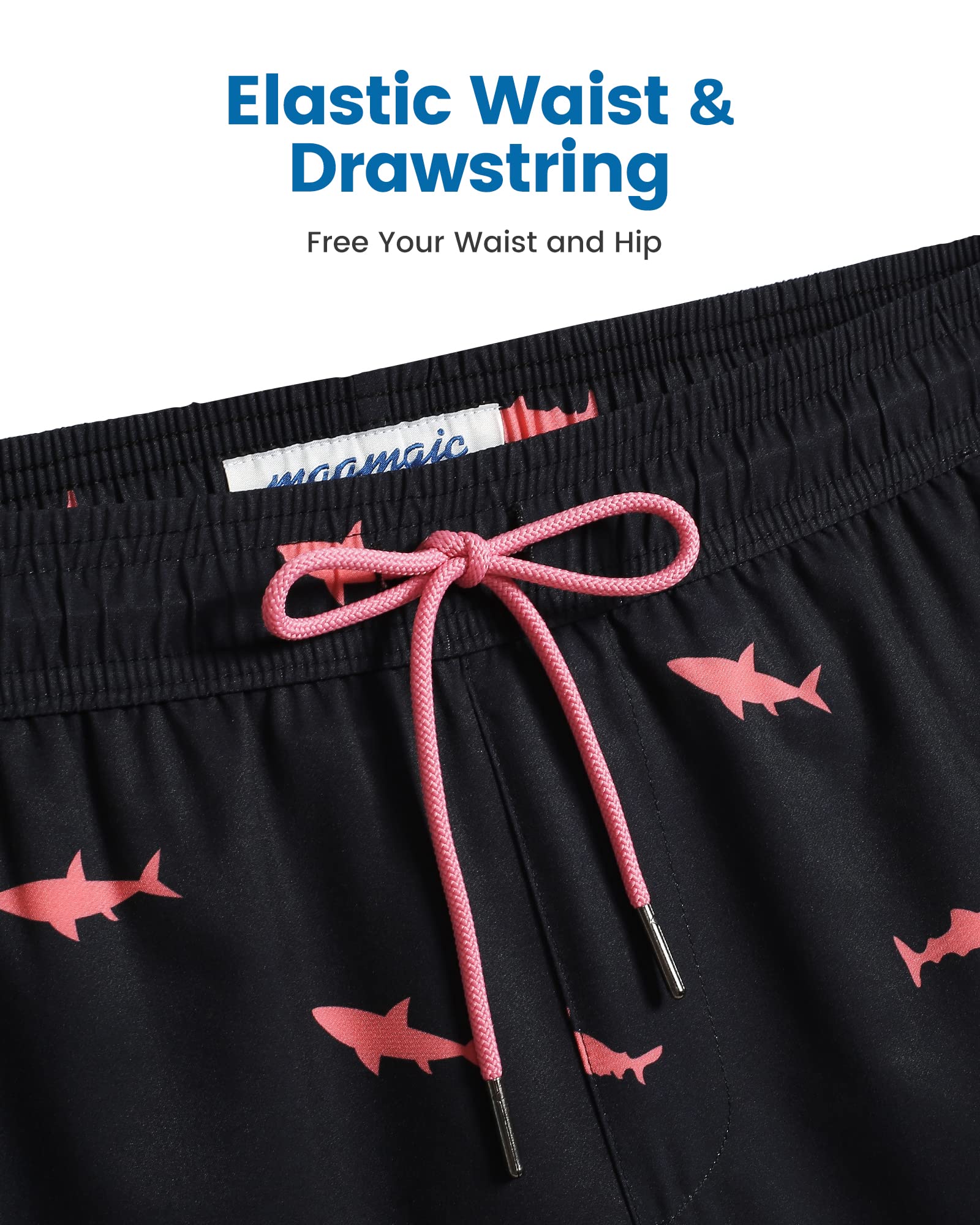 Maamgic Swim Trunks Men 2 in 1 Bathing Suit, Quick Dry Men Swimming Trunks with Zipper Pockets, 7 Inch