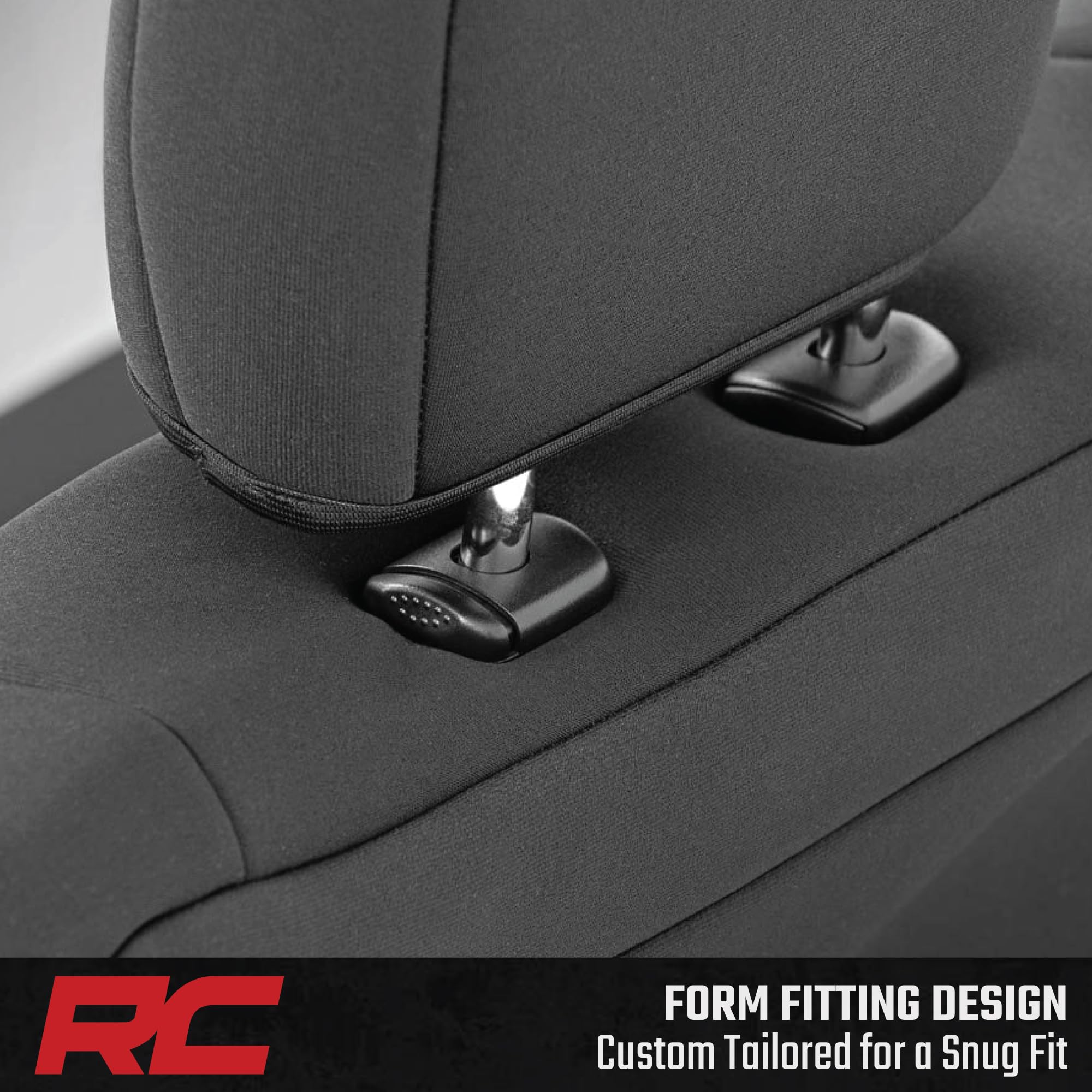 Rough Country Neoprene Seat Covers for Dodge Ram (2019-2024) - UV & Water Resistant, Foam Padded Truck Seat Covers - Full Set, Black, Front & Rear