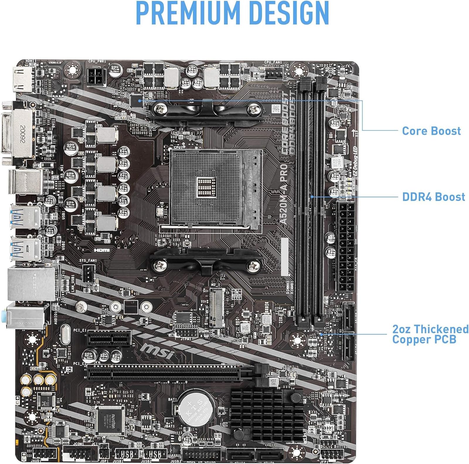 INLAND AMD Ryzen 5 5500 Unlocked Desktop Processor with MSI A520M-A PRO Gaming Motherboard (AMD AM4, DDR4, PCIe 4.0, Micro-ATX),