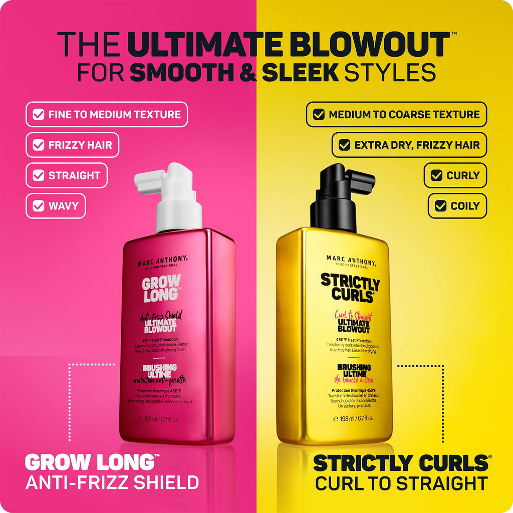 Marc Anthony Strictly Curls Ultimate Blowout Hair Spray for Curly & Coily Hair - Lightweight Anti-Frizz Heat Protectant Blowout Spray Smooths Hair & Adds Natural Shine