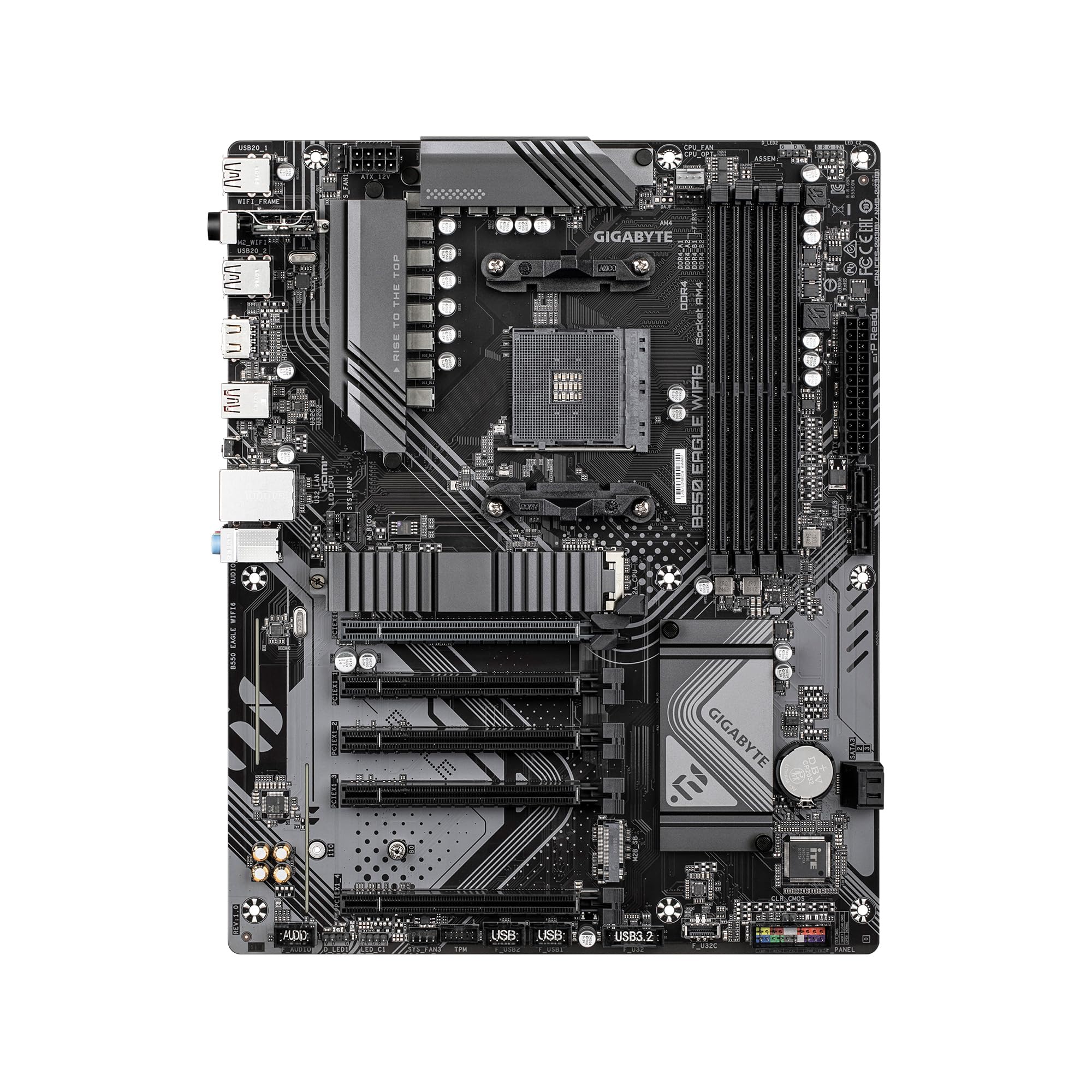 GIGABYTE B550 Eagle WIFI6 AMD AM4 ATX Motherboard, Supports Ryzen 5000/4000/3000 Processors, DDR4, 10+3 Power Phase, 2X M.2, PCIe 4.0, USB-C, WIFI6, GbE LAN, PCIe EZ-Latch, EZ-Latch, RGB Fusion