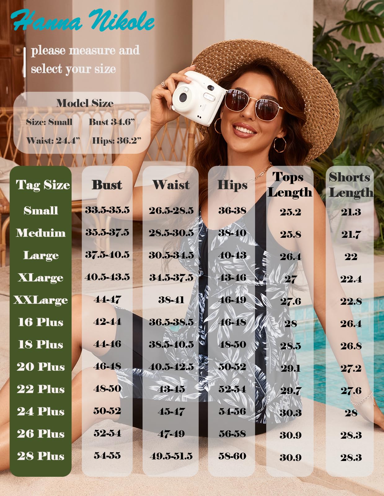 Hanna Nikole Womens Tankini Swimsuit Two Piece Tummu Control Bathing Suit Full Coverage Swimwear with Capris Shorts Blue＆White Dots XXL