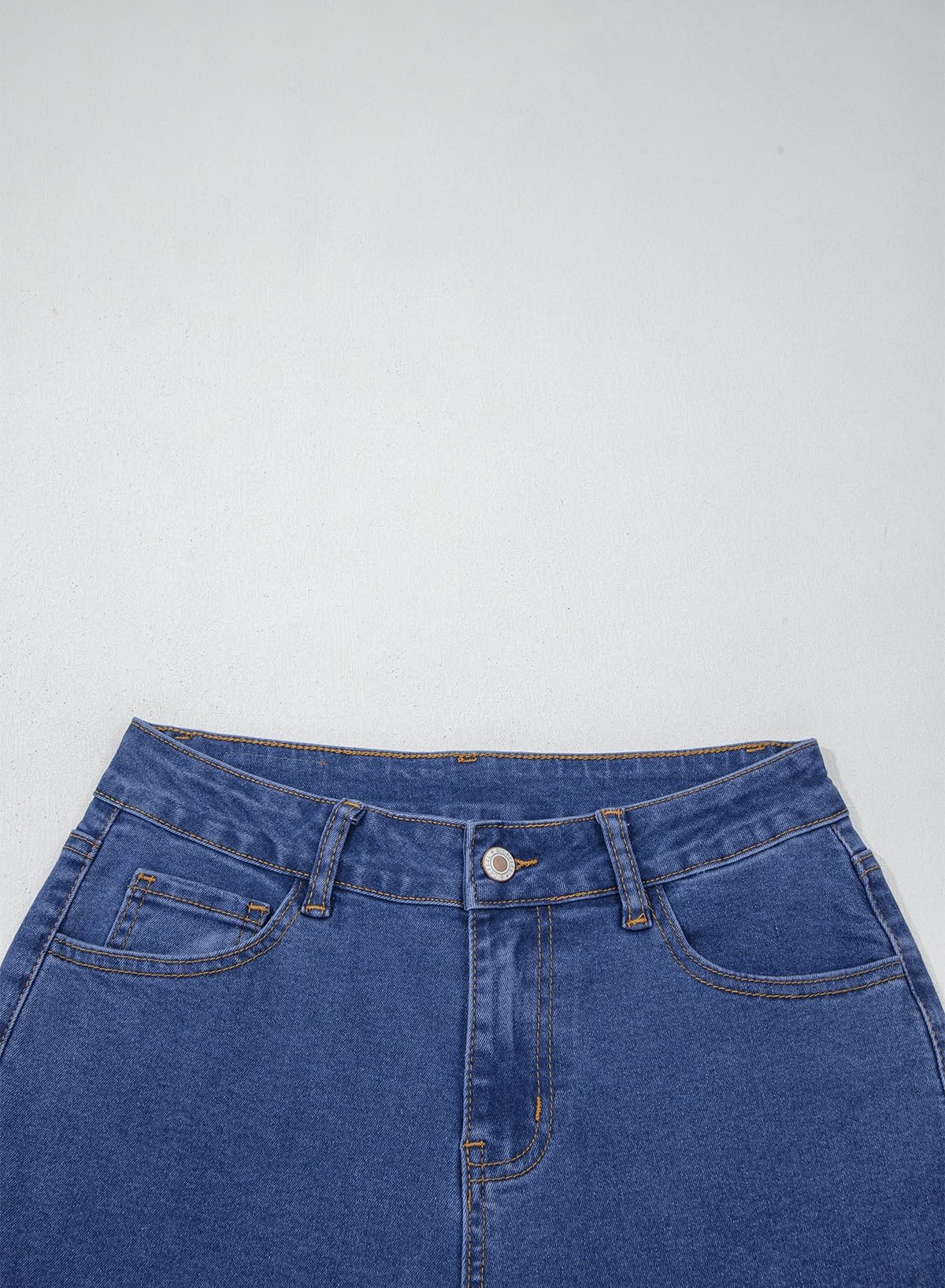 Sidefeel Womens Wide Leg Embroidered Jeans High Waisted Stretchy Straight Leg Loose Fit Ankle Denim Pants Dark Blue Size 10
