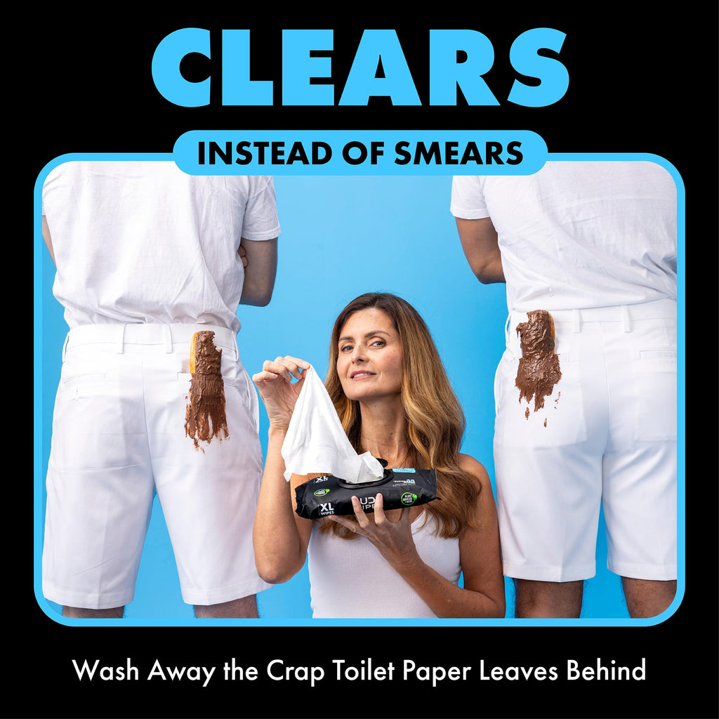 DUDE Wipes Unscented Flushable Wipes - Extra-Large Adult Wet Wipes for Sensitive Skin - 3 Pack (144 Count) - Infused with Vitamin E and Aloe - Septic and Sewer Safe