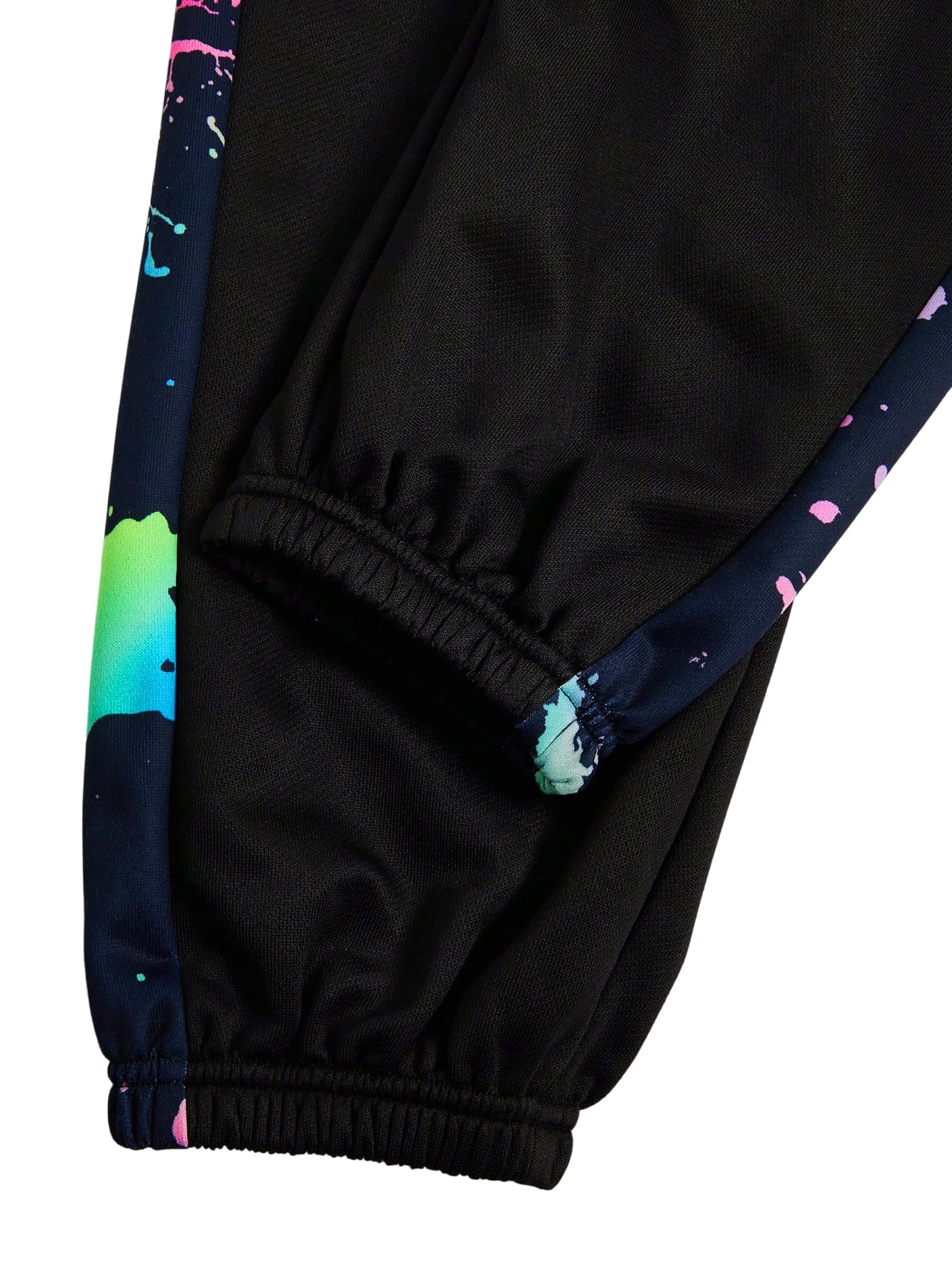 WDIRARA Boy's 2 Piece Outfits Colorful Graphic Print Long Sleeve Hoodie and Sweatpants Set Tracksuit Black and White 6Y