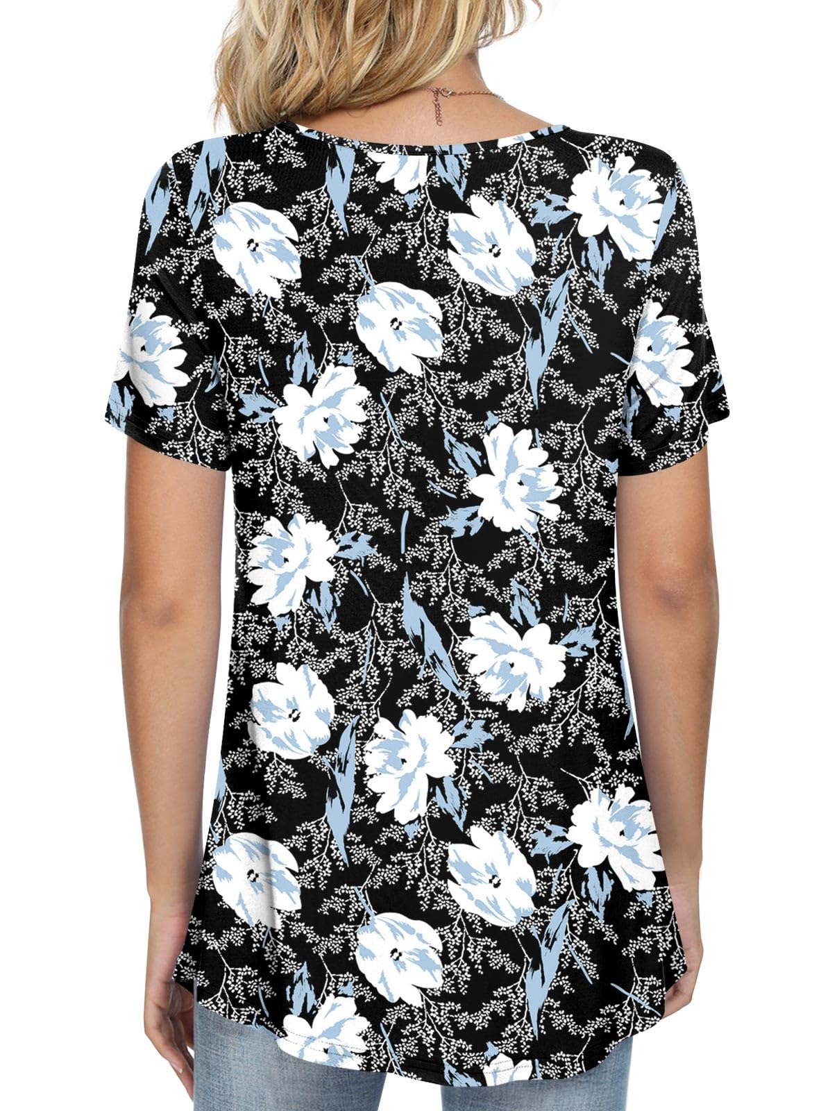 LONGYUAN Womens Tunic Tops 2025 Summer Casual Square Neck Shirts Print 2X-Large White Lily