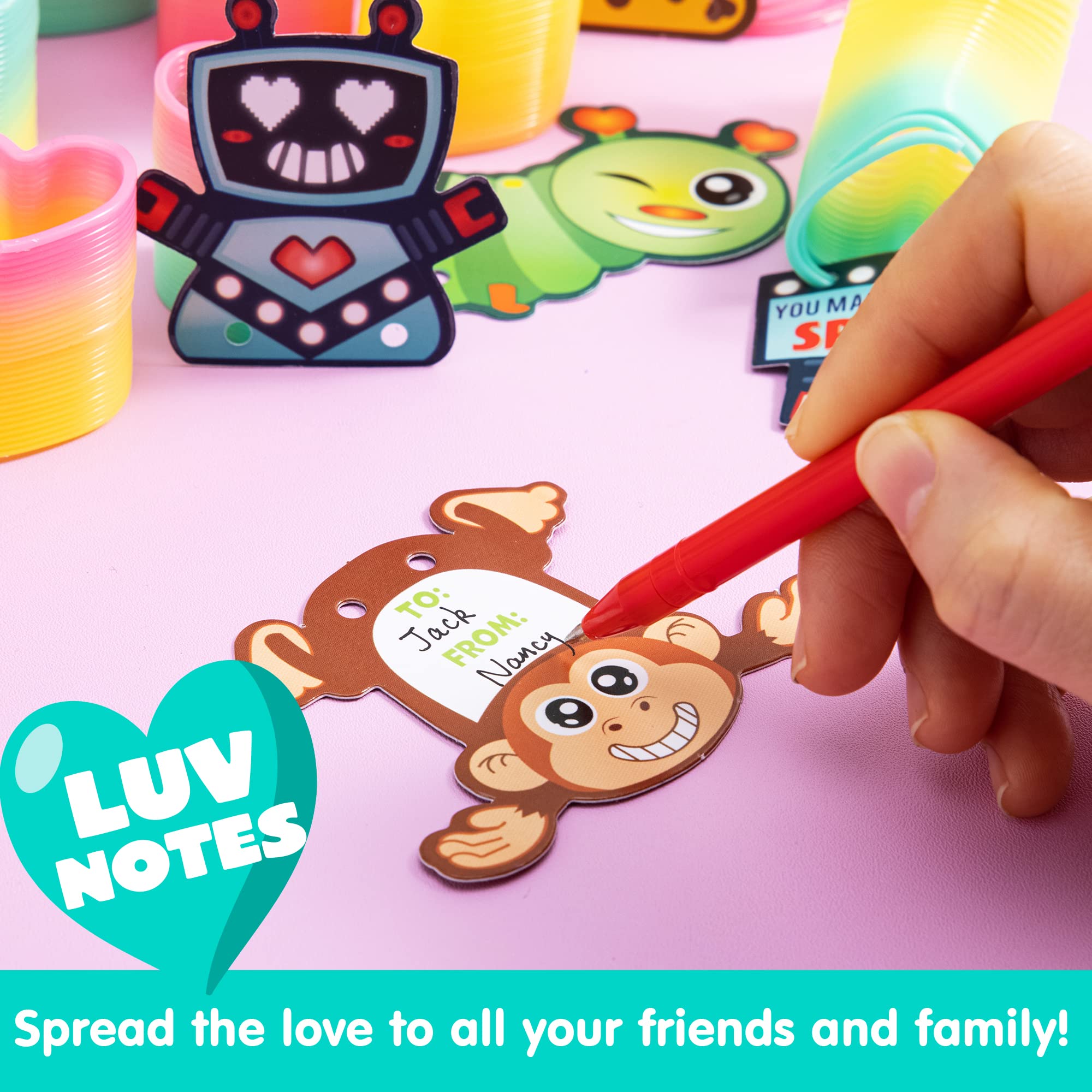 JOYIN 28 Packs Valentine's Day Animal Cards with Coil Springs Rainbow Springs, Stress Relief Coil Toys with Cards for Kids Valentine's Classroom Exchange Prizes Game Prizes, Valentine's Party Favors