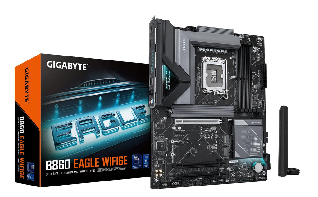 GIGABYTE B860 Eagle WIFI6E Intel Core Ultra (Series 2) LGA 1851 Motherboard, ATX, DDR5, 3X M.2, PCIe 5.0, USB-C, WIFI6E, 2.5GbE LAN, EZ-Latch