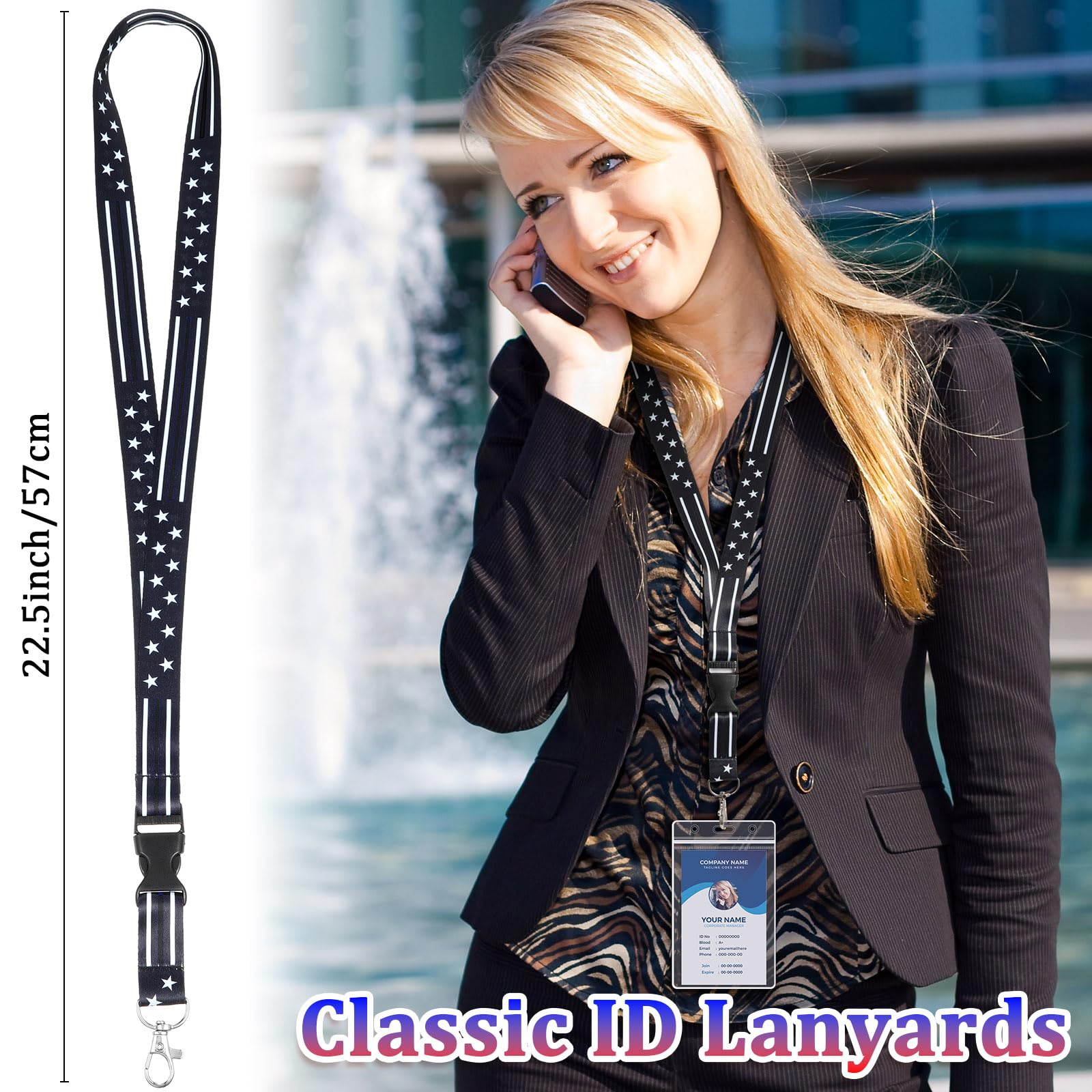 Outus 8 Pieces Patriotic Key Lanyards 4th of July 250th Anniversary Independence Day with American Flag Design for ID Cards Keys Badge Holders Multi Color Neck Straps for Office and Holiday
