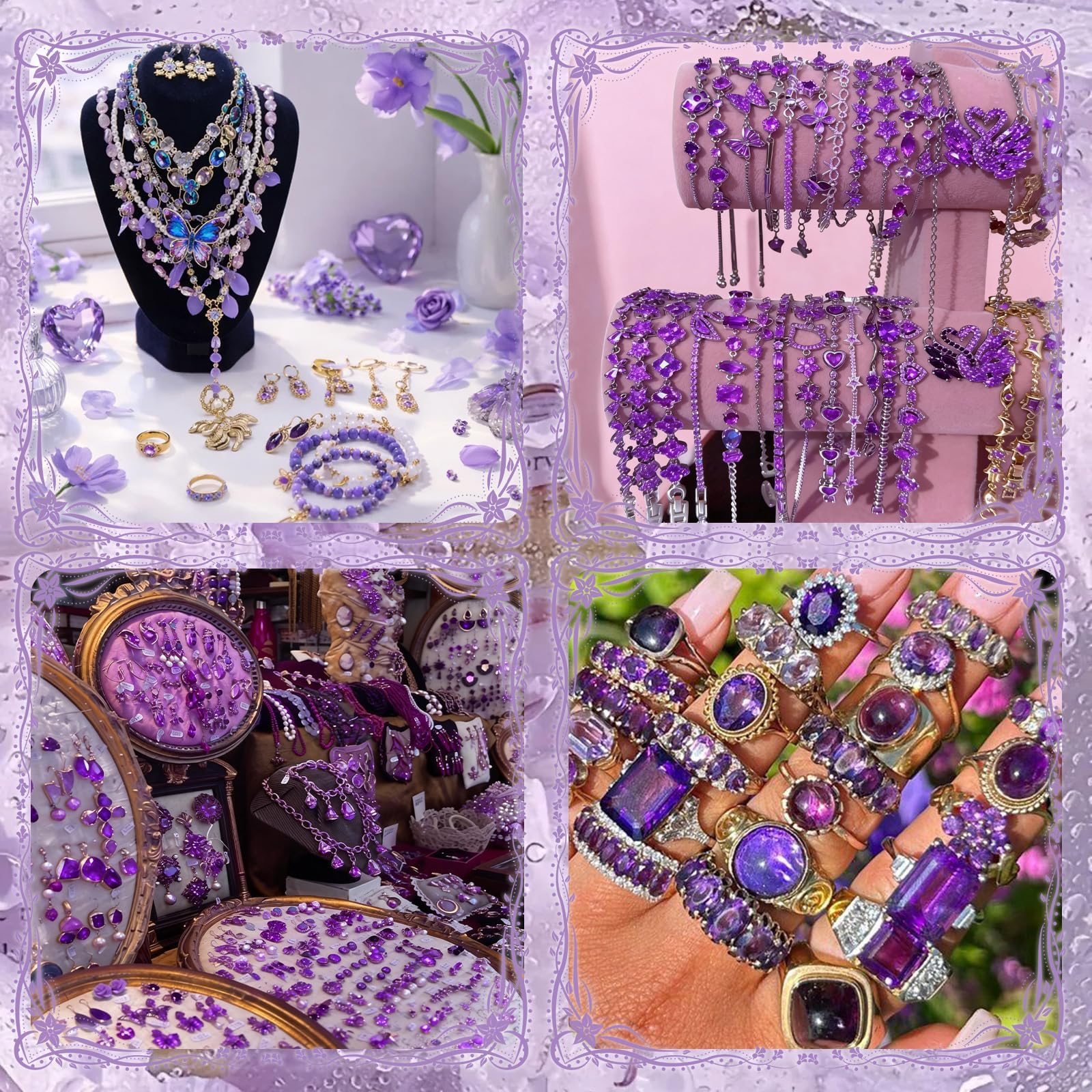 SMUOBT Purple Crystal Mystery Jewelry Jar - 30 Piece Surprise Jewelry Box for Women, Includes Necklace, Earrings, Rings, Bracelet, Choker & More - Gift Ready Unique Birthday Gifts for Her