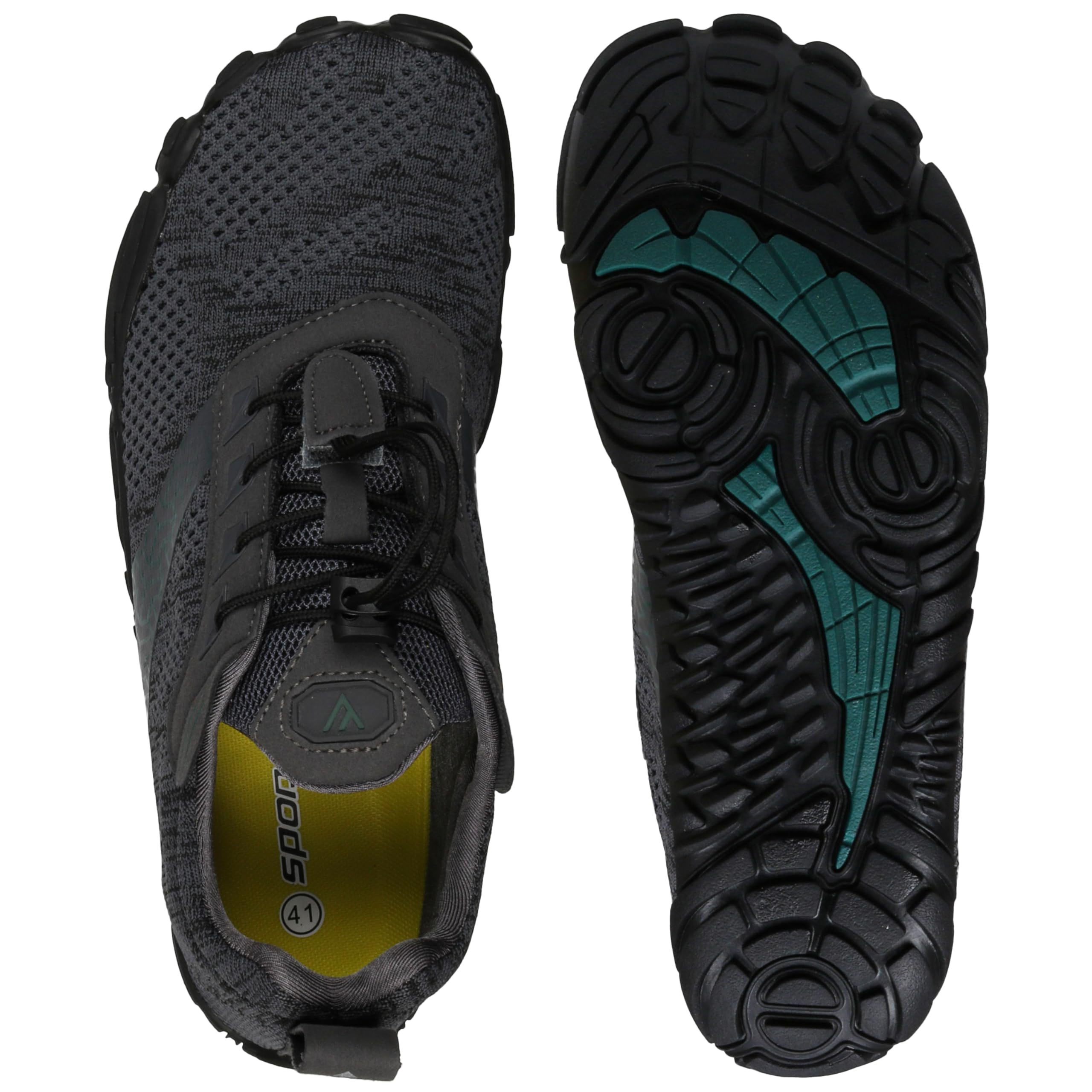 WHITIN Men's Trail Running Shoes Minimalist Barefoot Five Fingers Wide Toe Box Size 11 Gym Workout Fitness Zero Drop Minimus Sneakers Grey 44