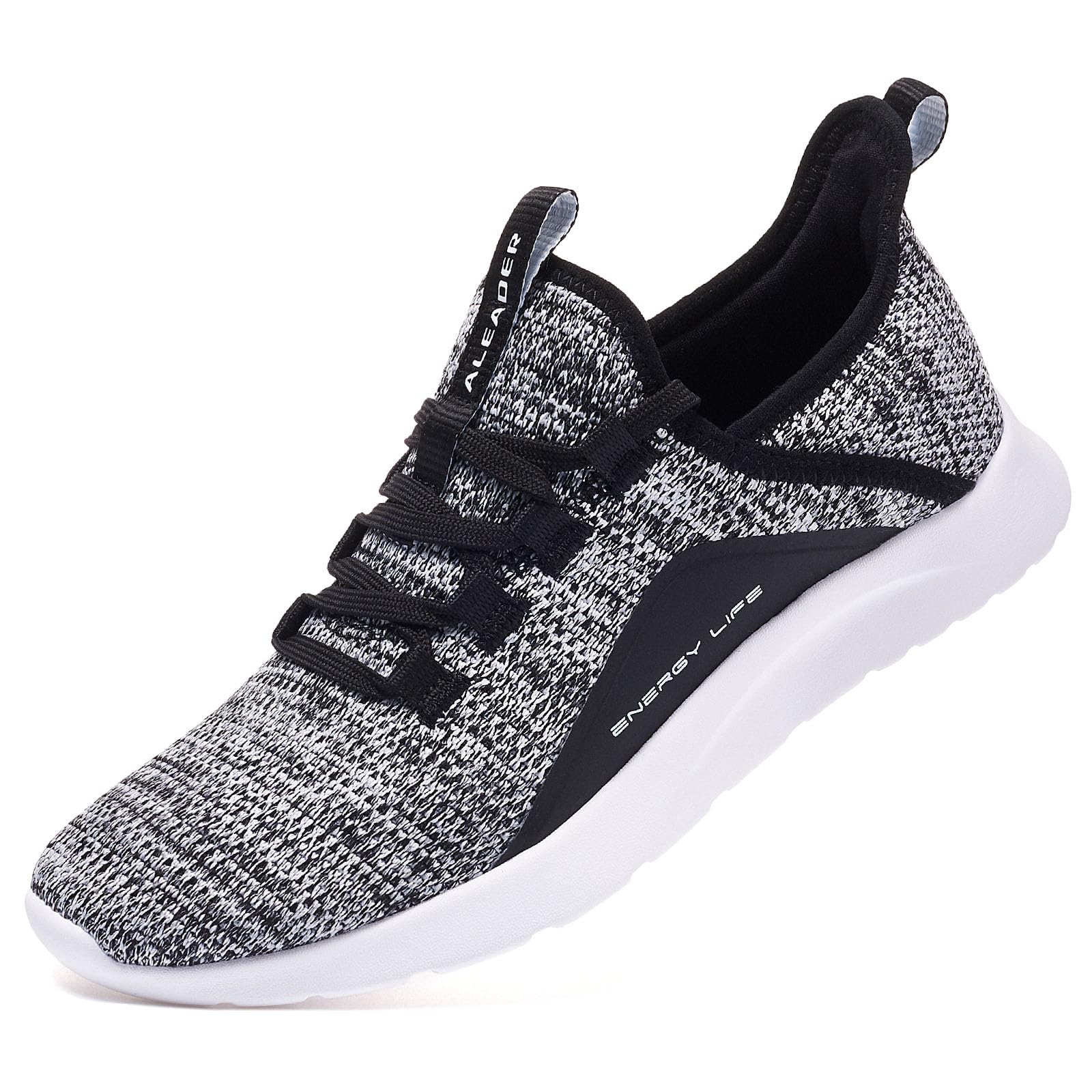 ALEADER Women's Energycloud Slip On Tennis Shoes Non Slip Athletic Sport Running Walking Shoes Black Gray Size 6 US