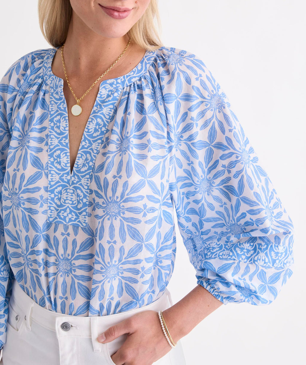 vineyard vines Emilia Top, Haven Tile Blue, XL