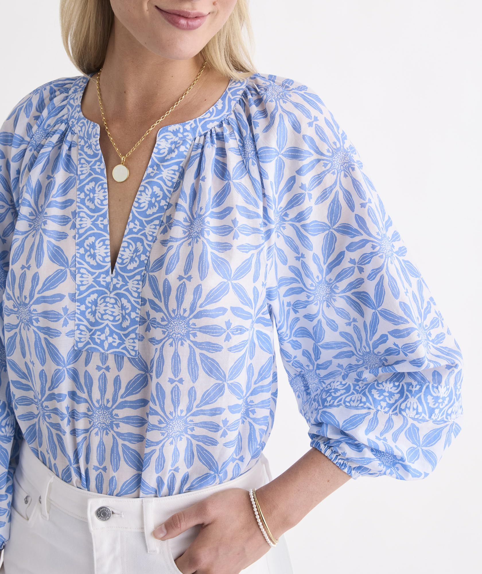 vineyard vines Emilia Top, Haven Tile Blue, XL