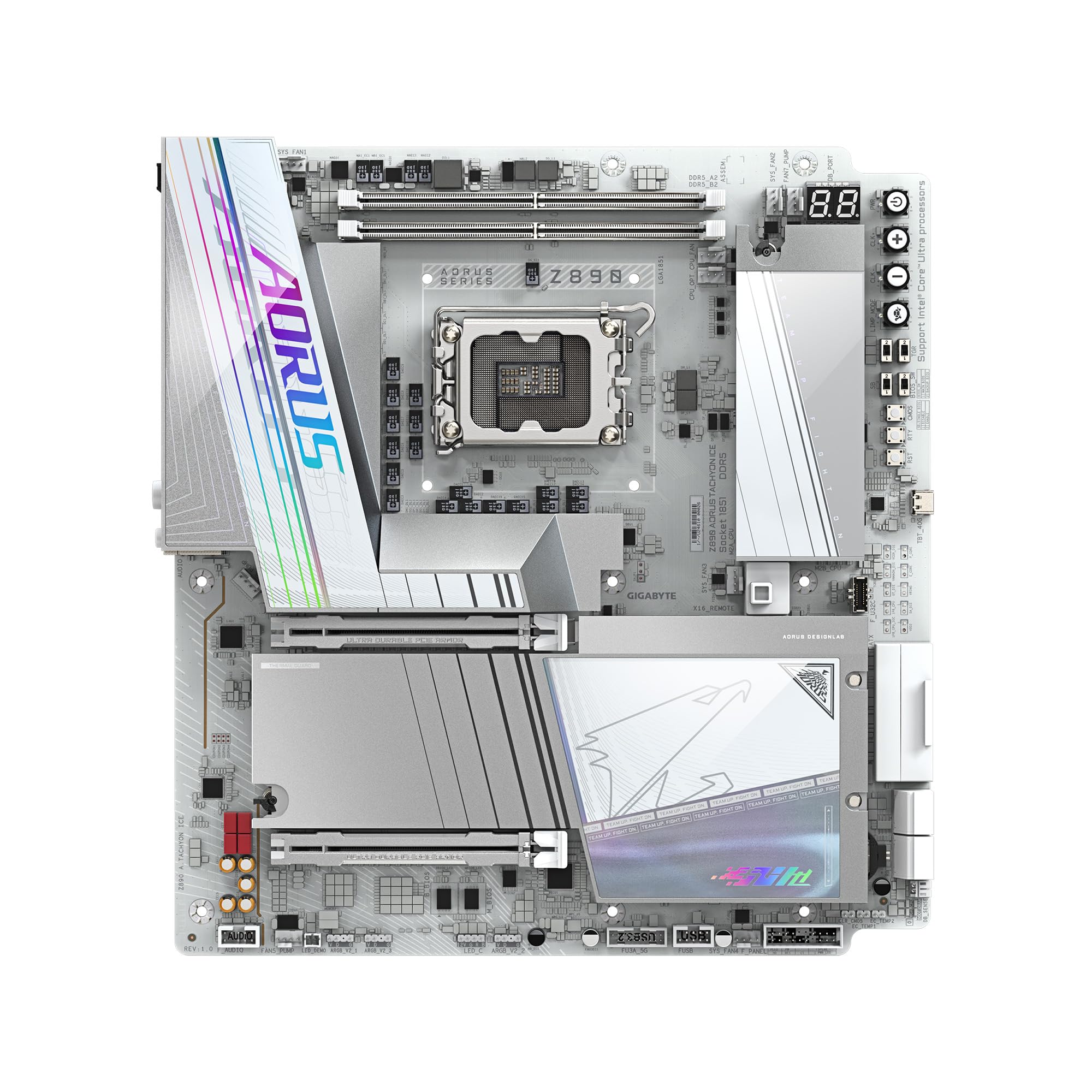 GIGABYTE Z890 AORUS Tachyon ICE Intel Core Ultra (Series 2) LGA 1851 Motherboard, E-ATX, DDR5, 4X M.2, PCIe 5.0, Thunderbolt 4, WIFI7, 5GbE LAN, D5 Bionic Corsa