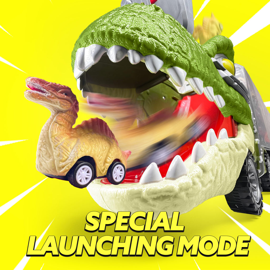 JOYIN 13 in 1 Dinosaur Toys for Kids 3-5, Dinosaur Truck with 12 Pull Back Cars, Birthday Gifts Toys for 3 4 5+ Year Old Boy, Transport Carrier Truck for Toddlers, Christmas Great Gifts for Grandkids
