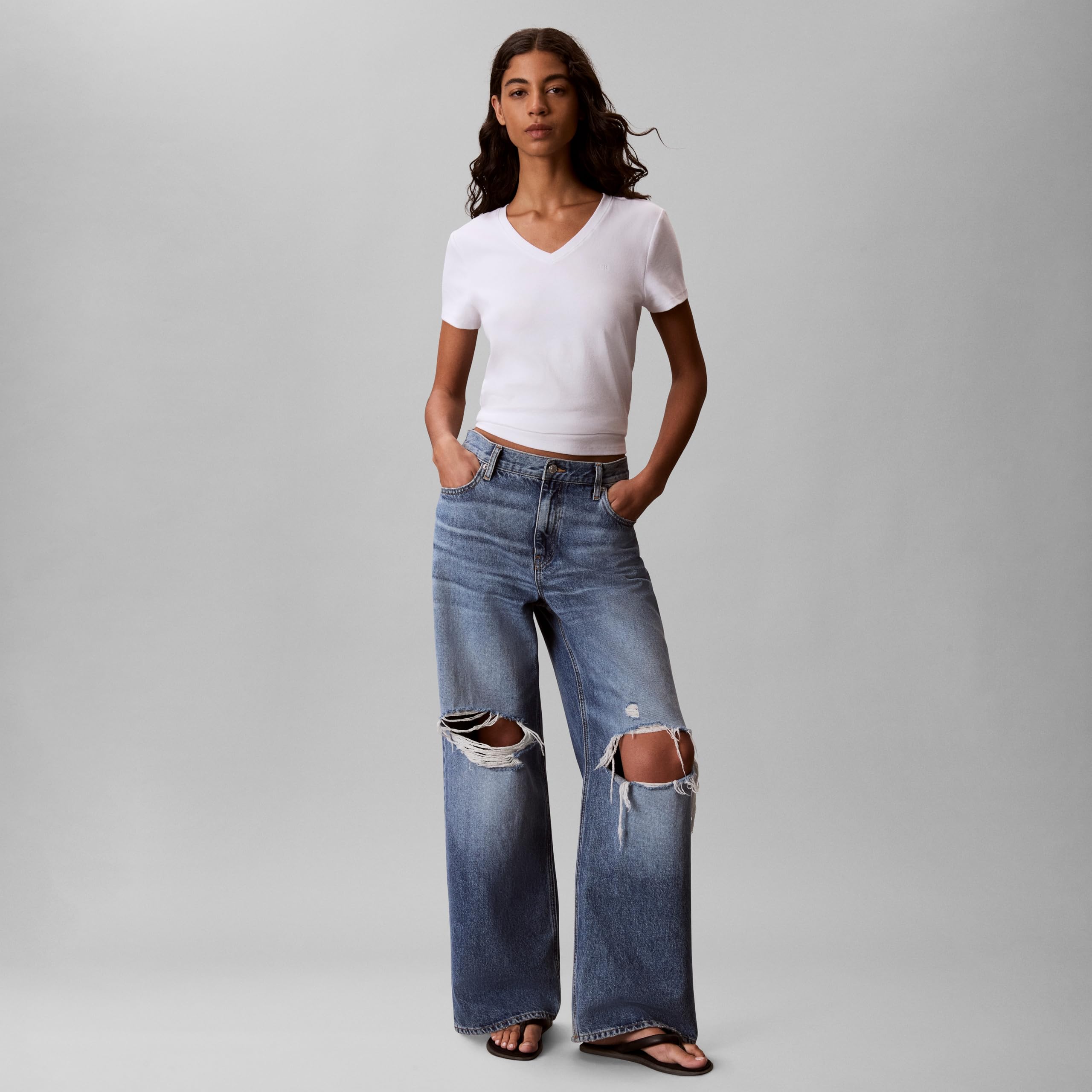 Calvin Klein V-Neck Short Sleeve Tee Bright White
