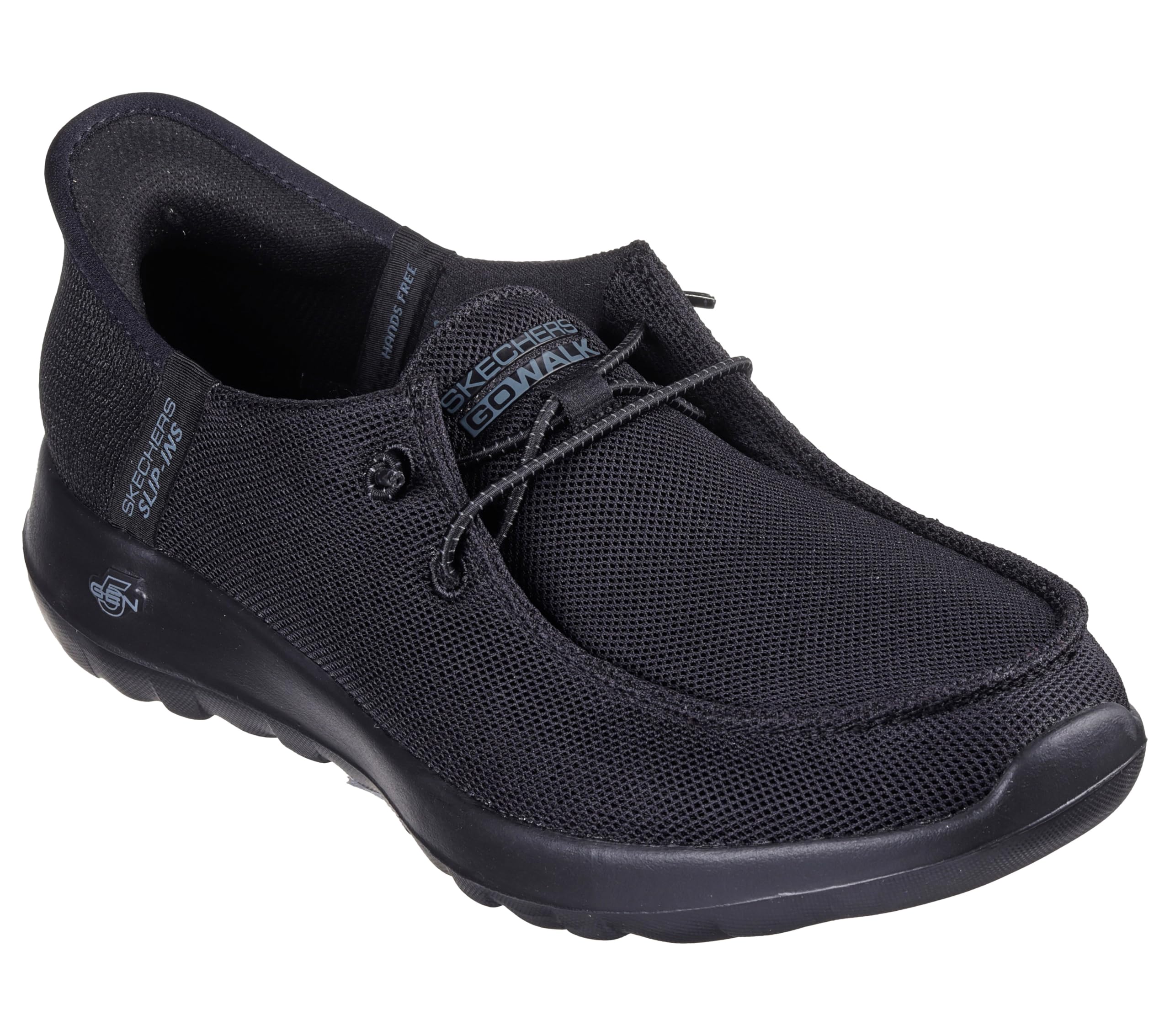 Skechers Women's Hands Free Slip-Ins Go Walk Joy Moc Toe Casual Shoe, Black/Black, 11 Wide US