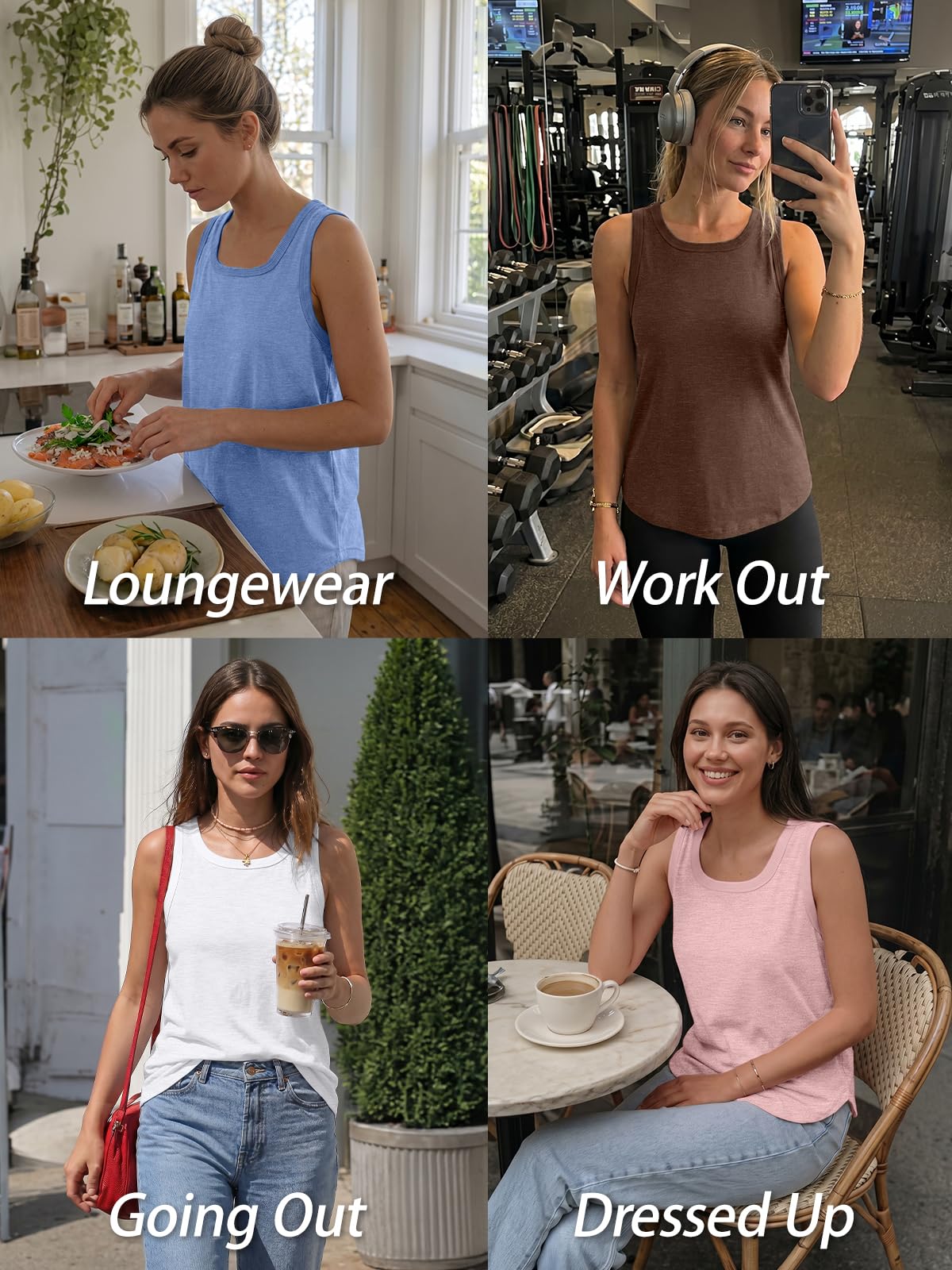 AUTOMET Womens Tank Tops Square Neck Trendy Cute Summer Tops Clothes Outfits 2026 Fashion White M