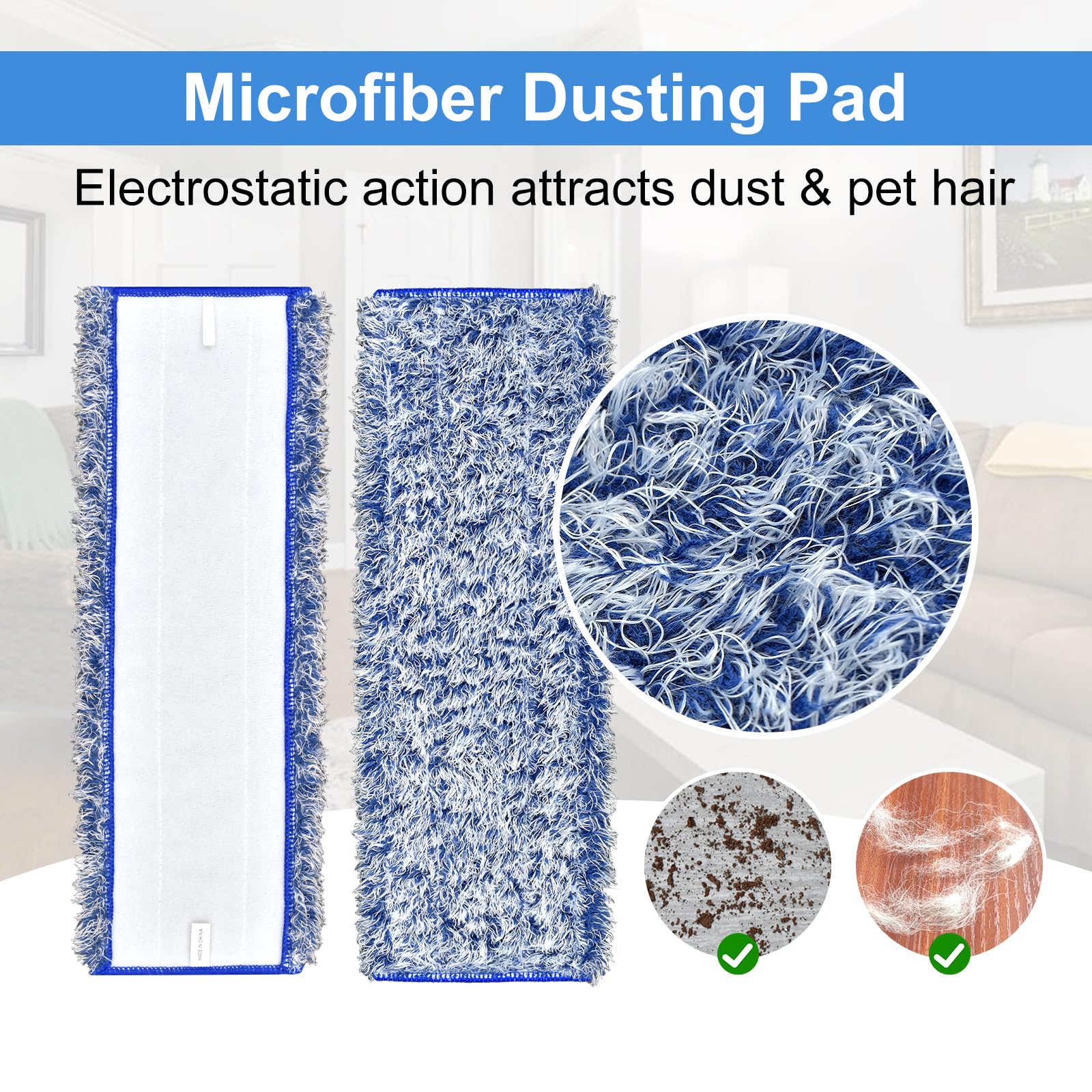 8 Pack Microfiber Cleaning Pad for Bona Mop Hardwood & Hard Surface Floors Dry and Wet Floor Cleaning - Includes 4 Microfiber Cleaning Pad, 2 Deep Clean Pads and 2 Dusting Pad - Dual Zone Cleaning
