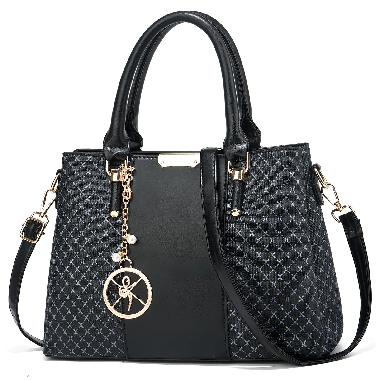 Purse and Handbags for Women, 3 Zip Compartments Tote Bag Designer Shoulder Purse Top Handle Satchel Bags
