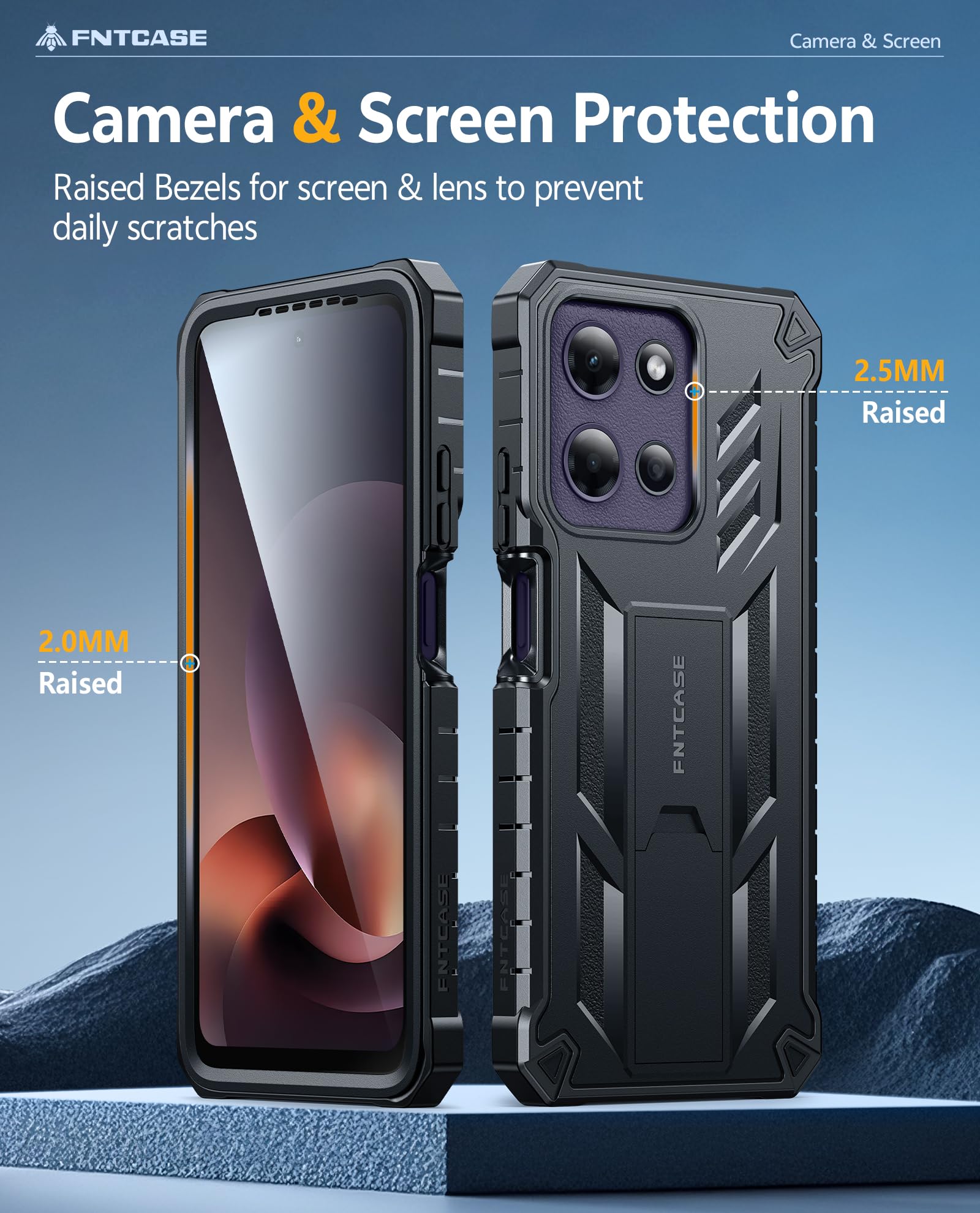 FNTCASE for Motorola Moto G-Power-5G-2026 Case: for Moto G Power 5G 2025 Case with Kickstand | Built-in Screen Protector Military Grade Drop Proof Protection Rugged Shockproof Protective Sturdy Black