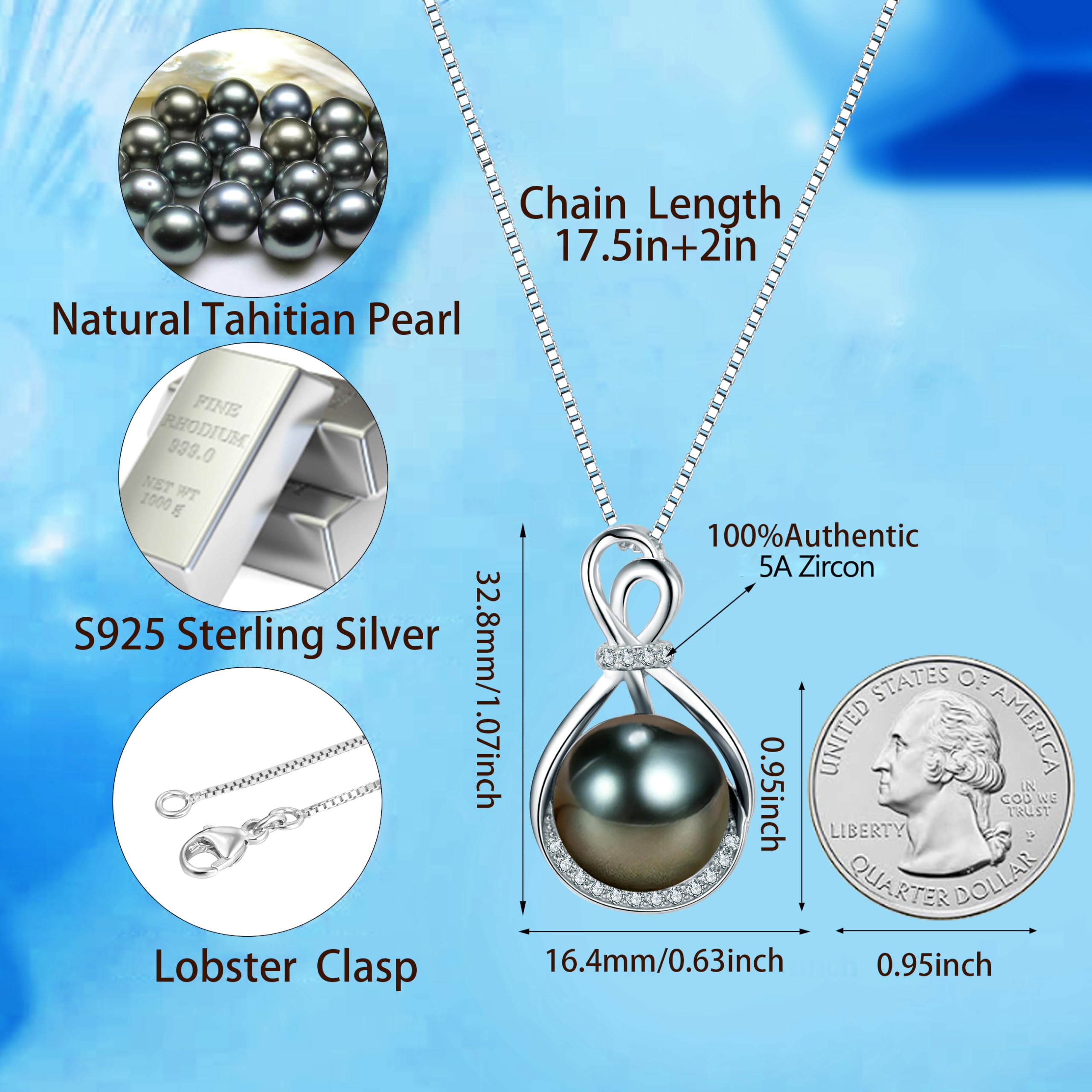 NONNYL Valentine's Day Gifts for Her Birthday Gift for Women Her Mom Wife Girlfriend Grandma on Tahitian Black Pearl Necklace for Women Mothers Day Christmas Anniversary Romantic Luxury Jewelry
